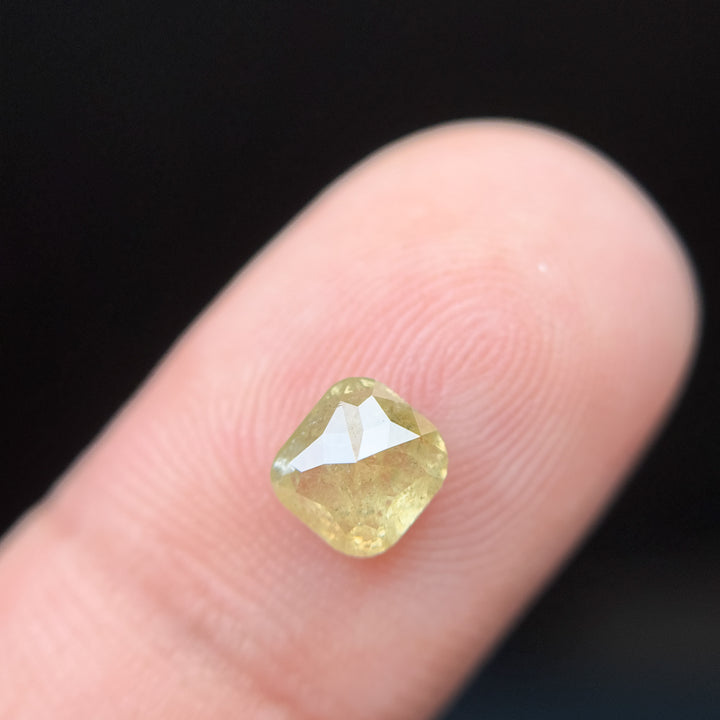 1.08 Ct Cushion Rose Cut Yellow Natural Salt and Pepper Diamond