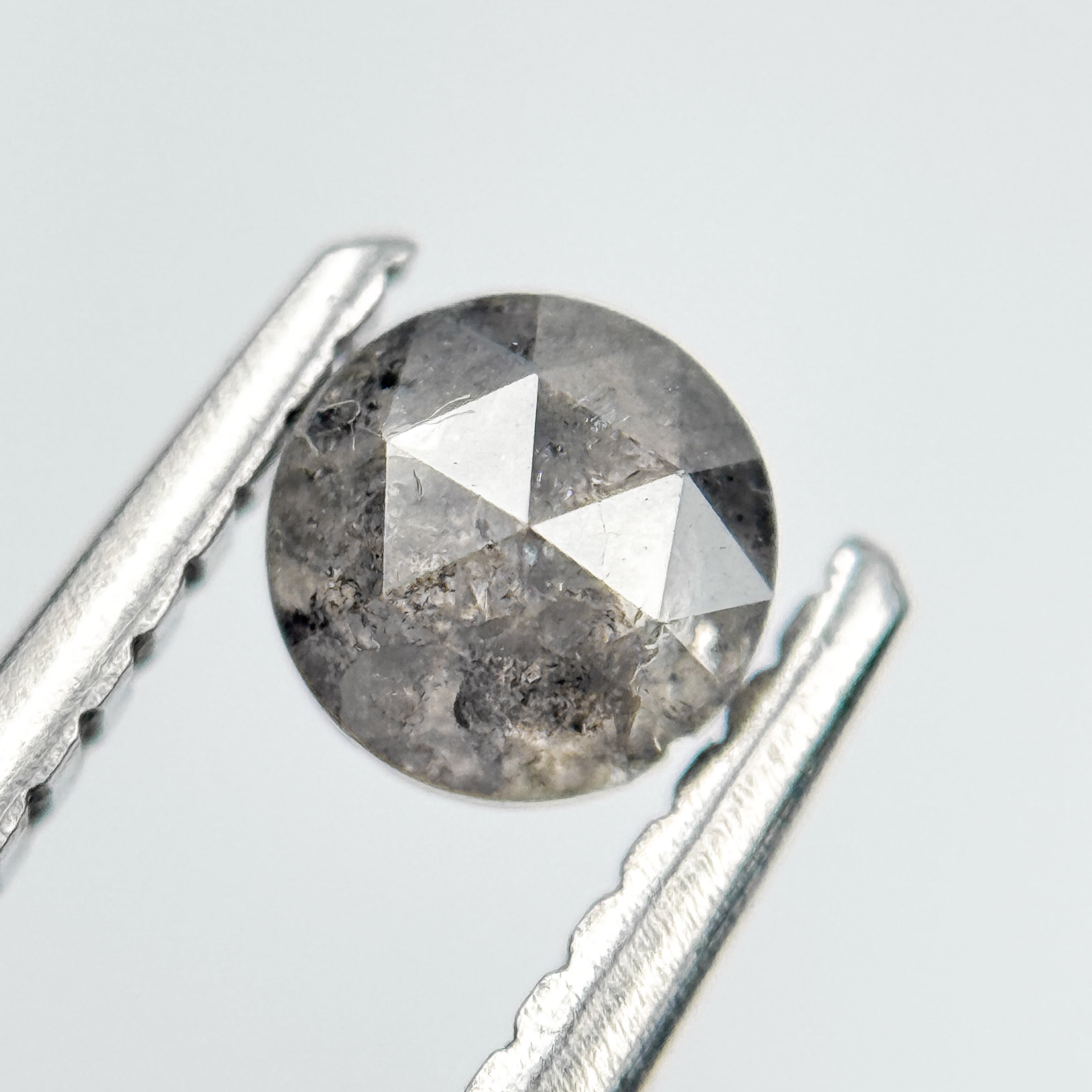 0.47 Ct Round Rose Cut Grey Natural Salt and Pepper Diamond