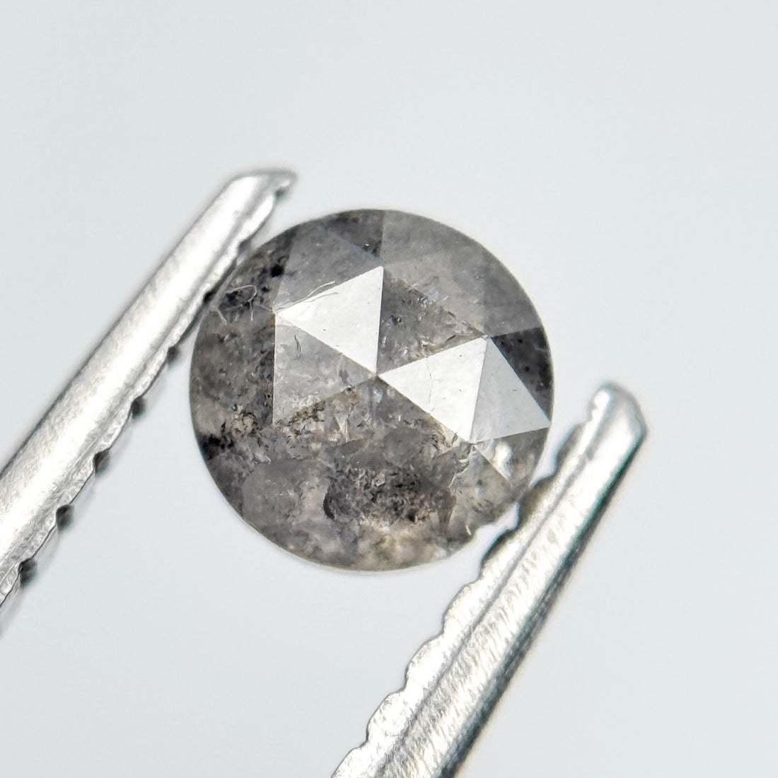 0.47 Ct Round Rose Cut Grey Natural Salt and Pepper Diamond
