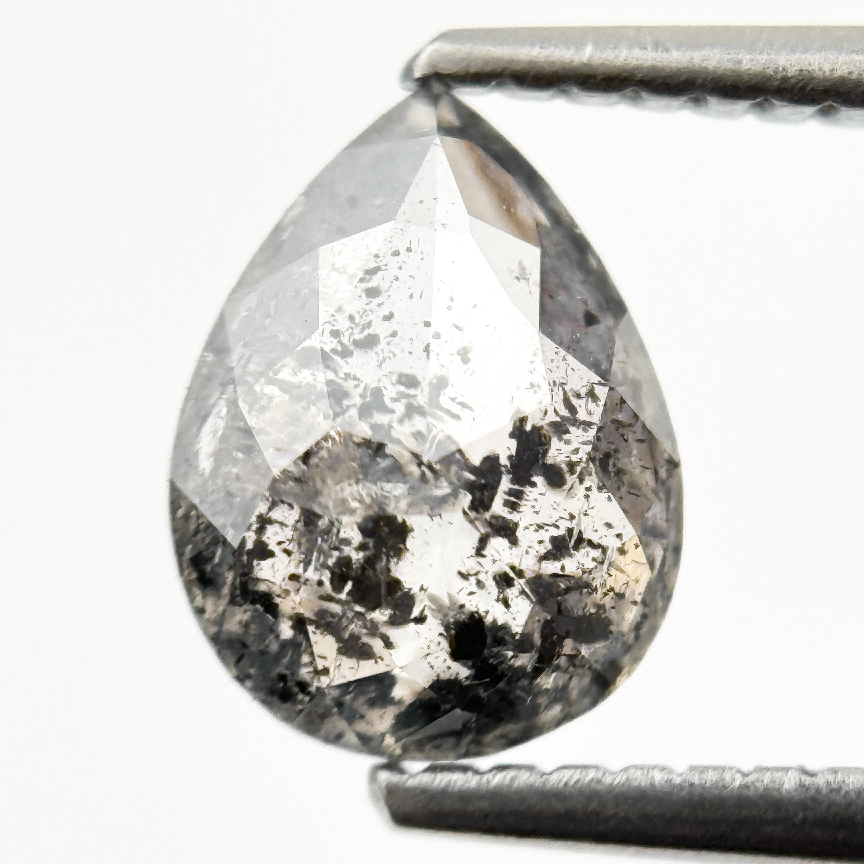 1.18 Ct Pear Rose Cut Grey Natural Galaxy Diamond