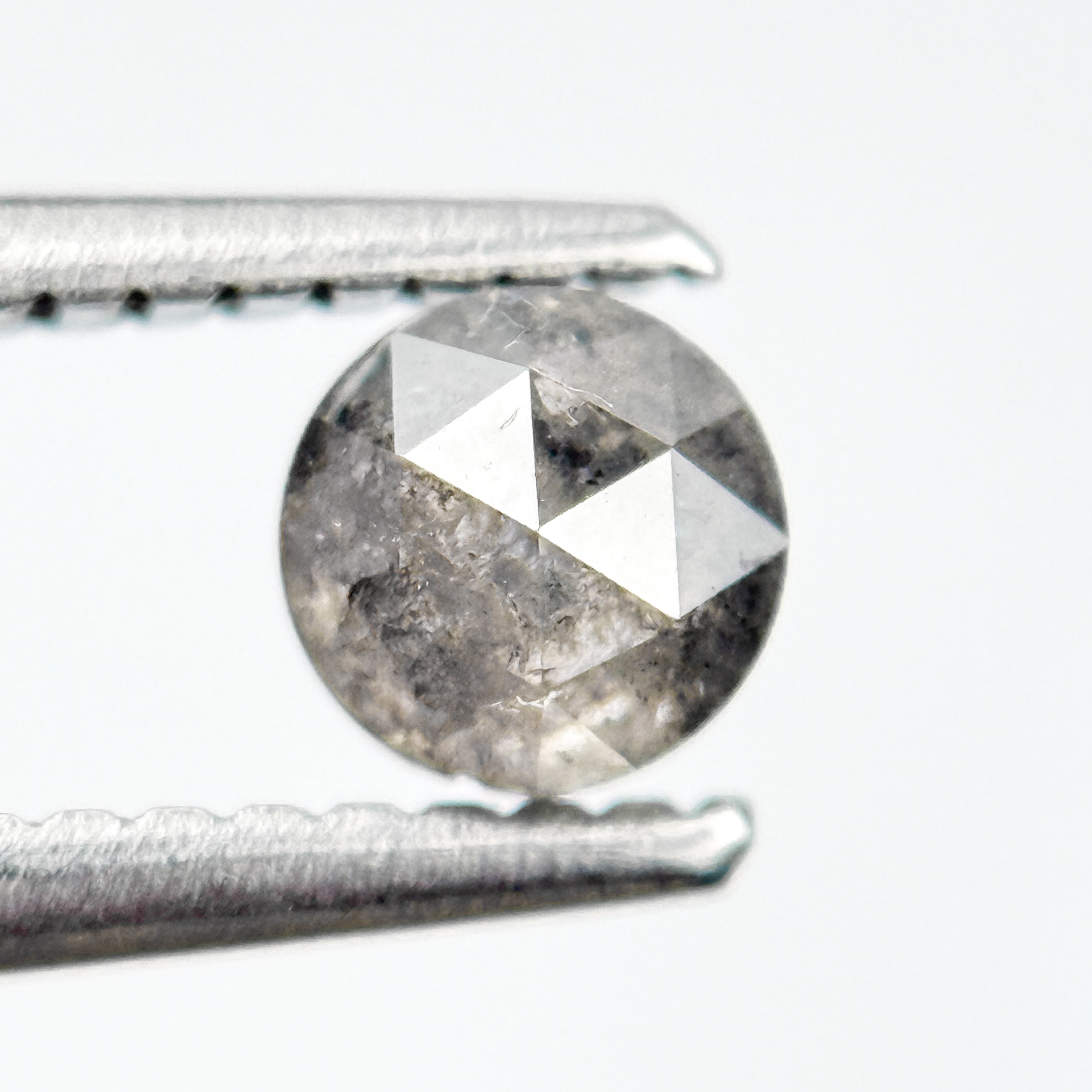0.47 Ct Round Rose Cut Grey Natural Salt and Pepper Diamond