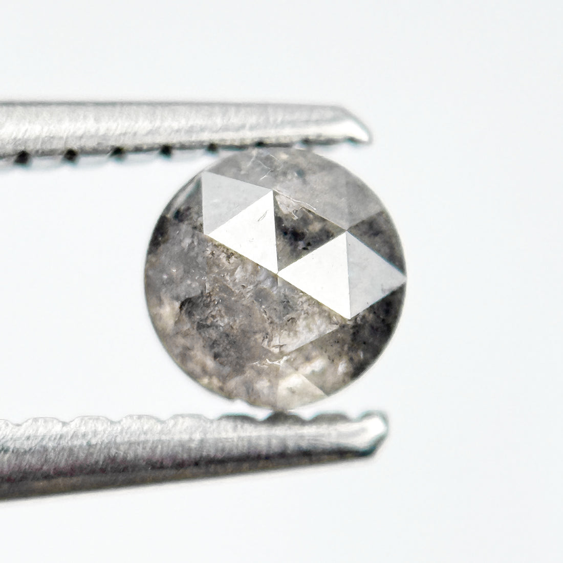 0.47 Ct Round Rose Cut Grey Natural Salt and Pepper Diamond