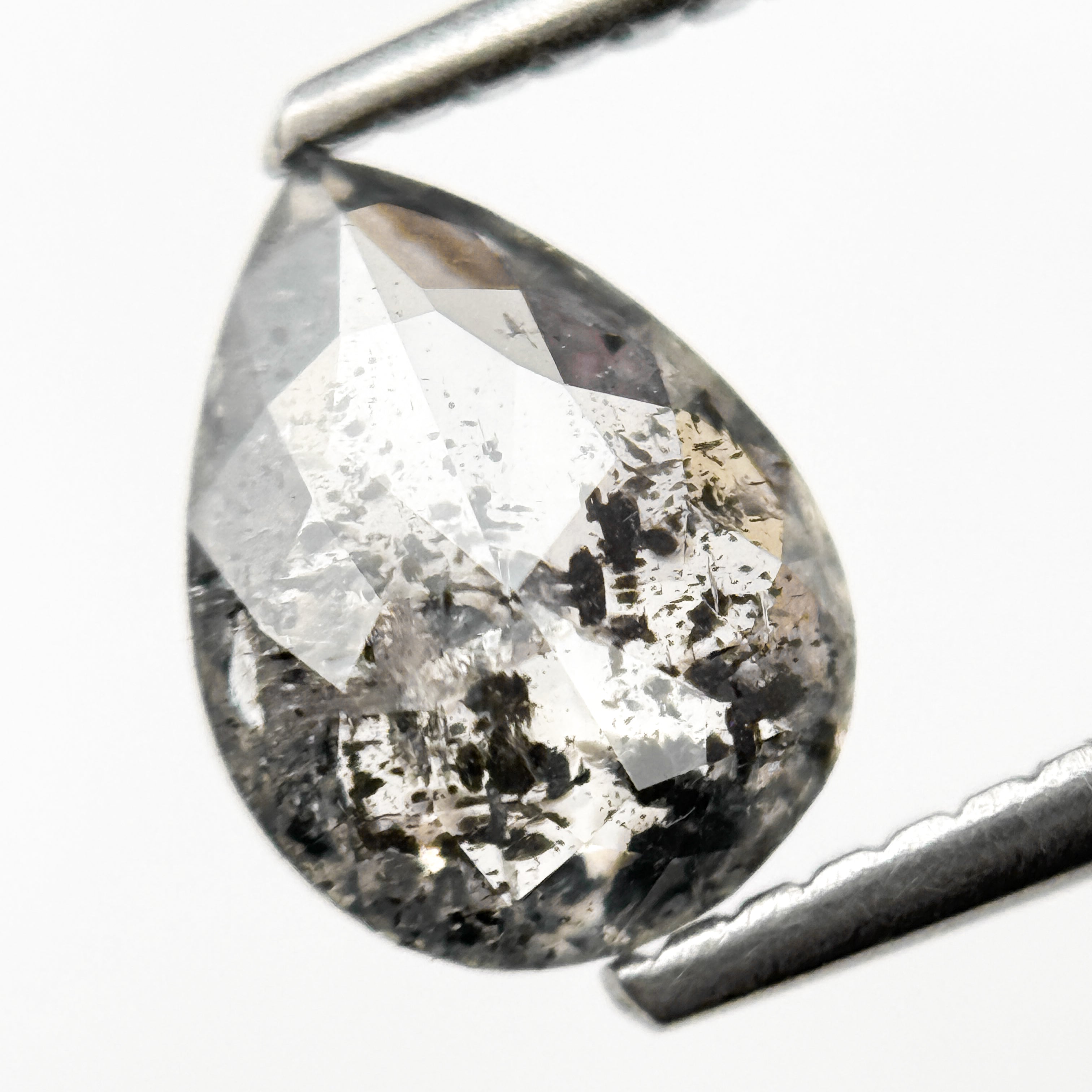 1.18 Ct Pear Rose Cut Grey Natural Galaxy Diamond