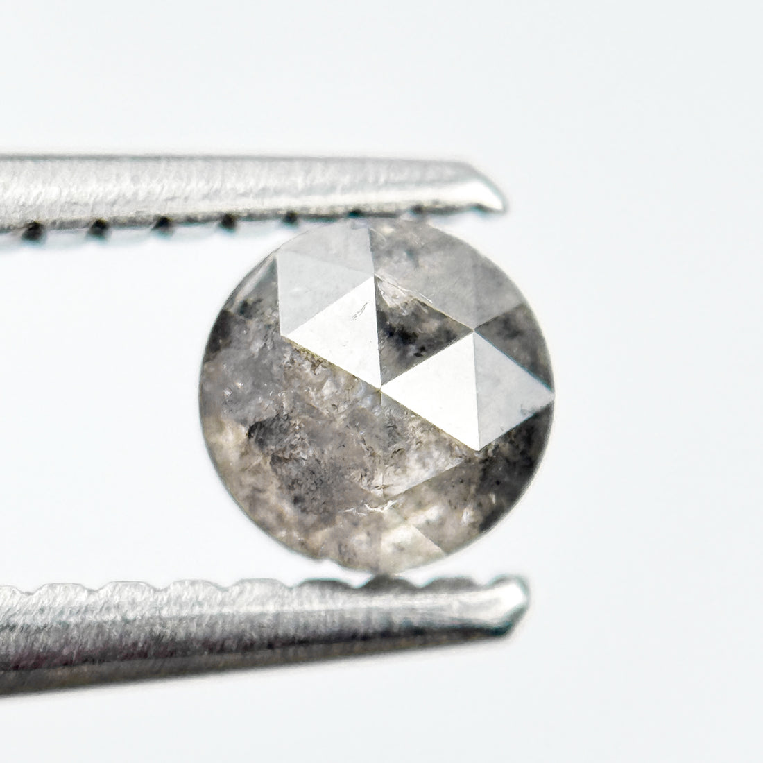 0.47 Ct Round Rose Cut Grey Natural Salt and Pepper Diamond