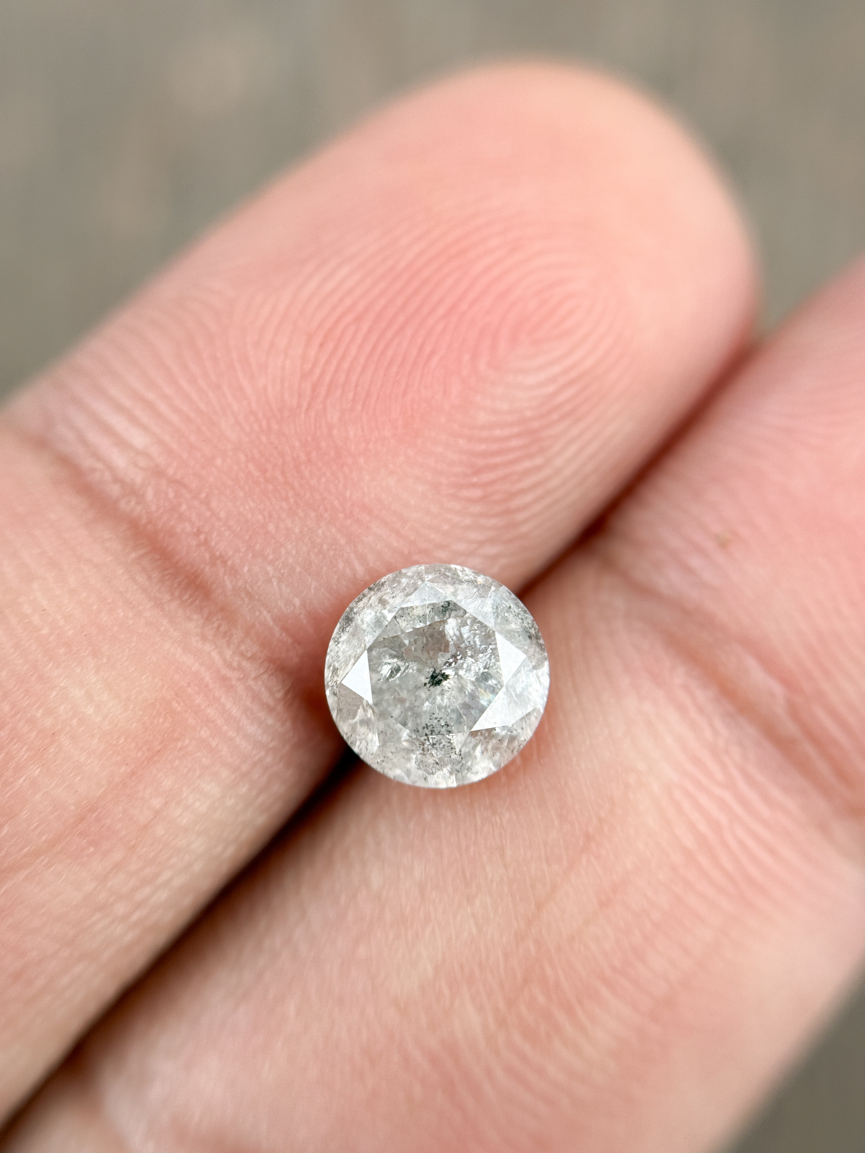 1.53 Ct Round Brilliant Cut Grey Natural Loose Diamond