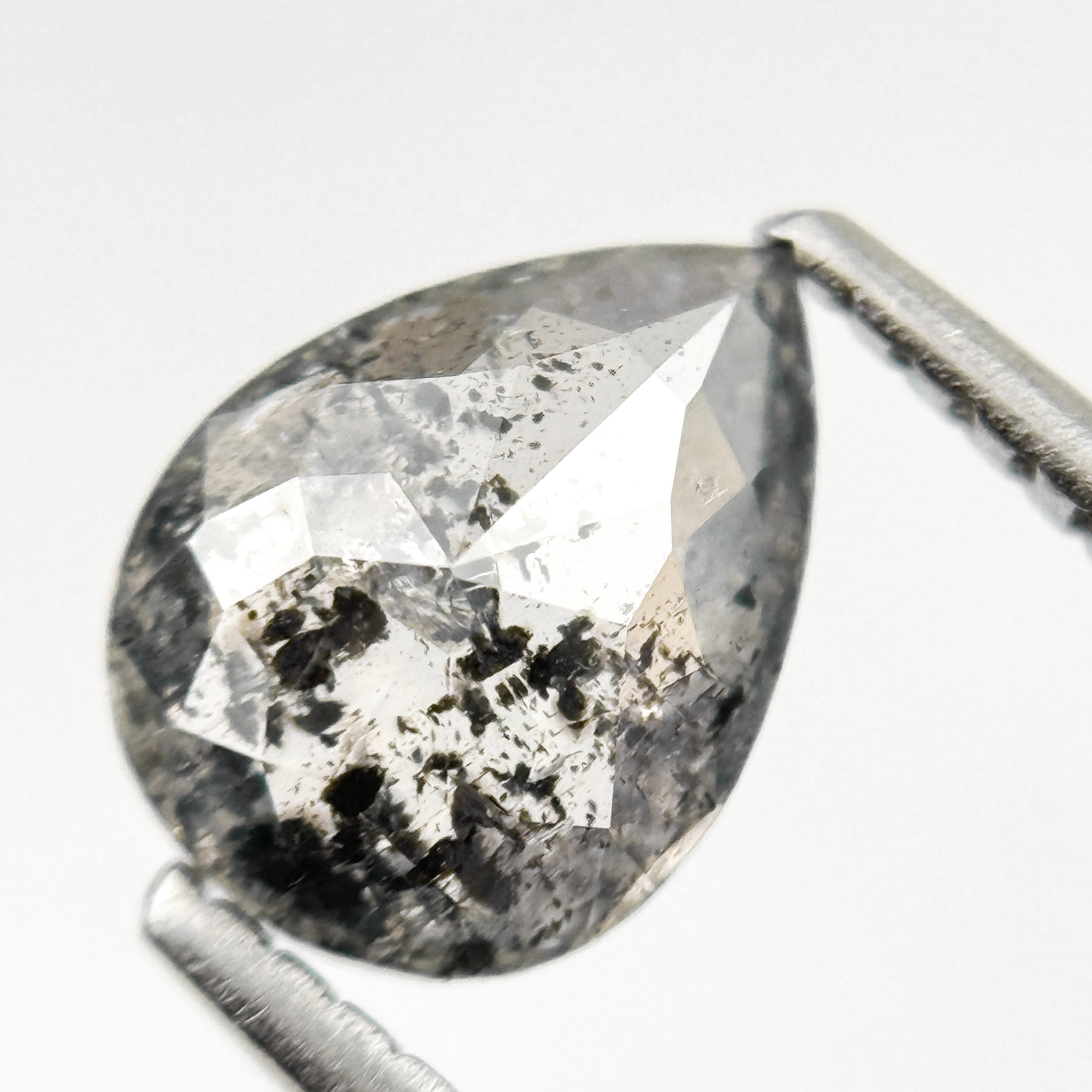 1.18 Ct Pear Rose Cut Grey Natural Galaxy Diamond