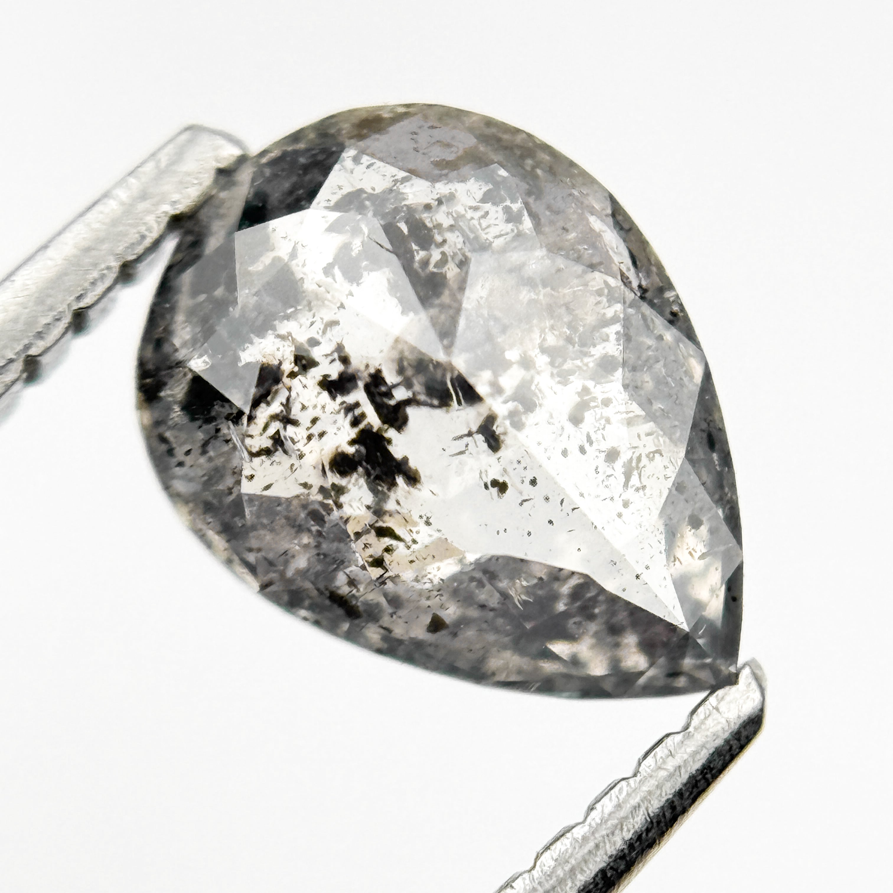 1.18 Ct Pear Rose Cut Grey Natural Galaxy Diamond