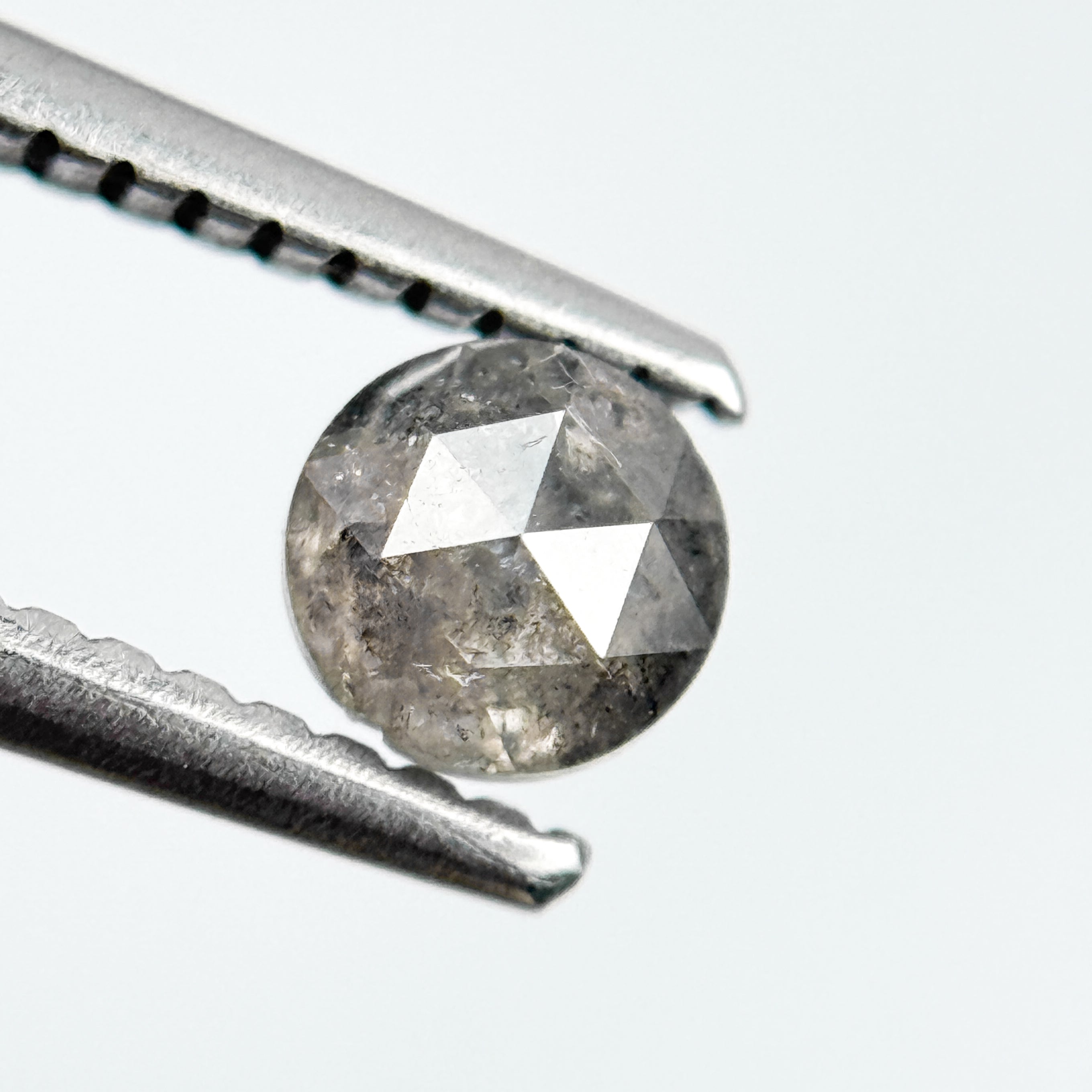 0.47 Ct Round Rose Cut Grey Natural Salt and Pepper Diamond