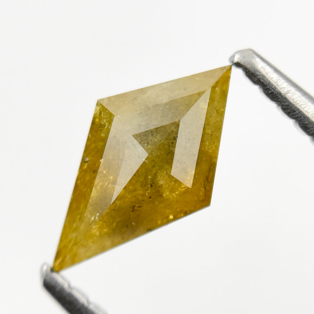 0.68 Ct Kite Rose Cut Greenish Natural Salt and Pepper Diamond
