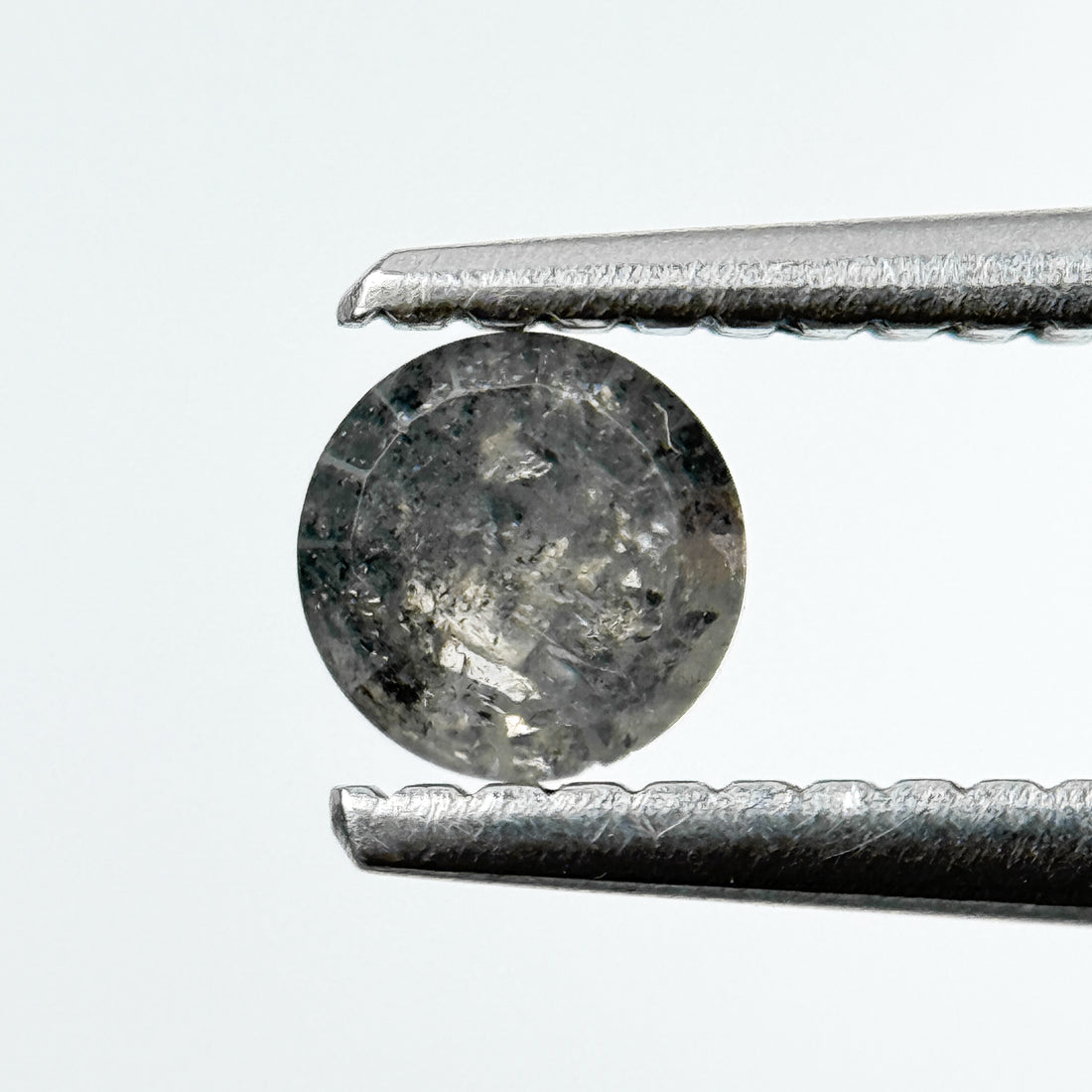0.47 Ct Round Rose Cut Grey Natural Salt and Pepper Diamond