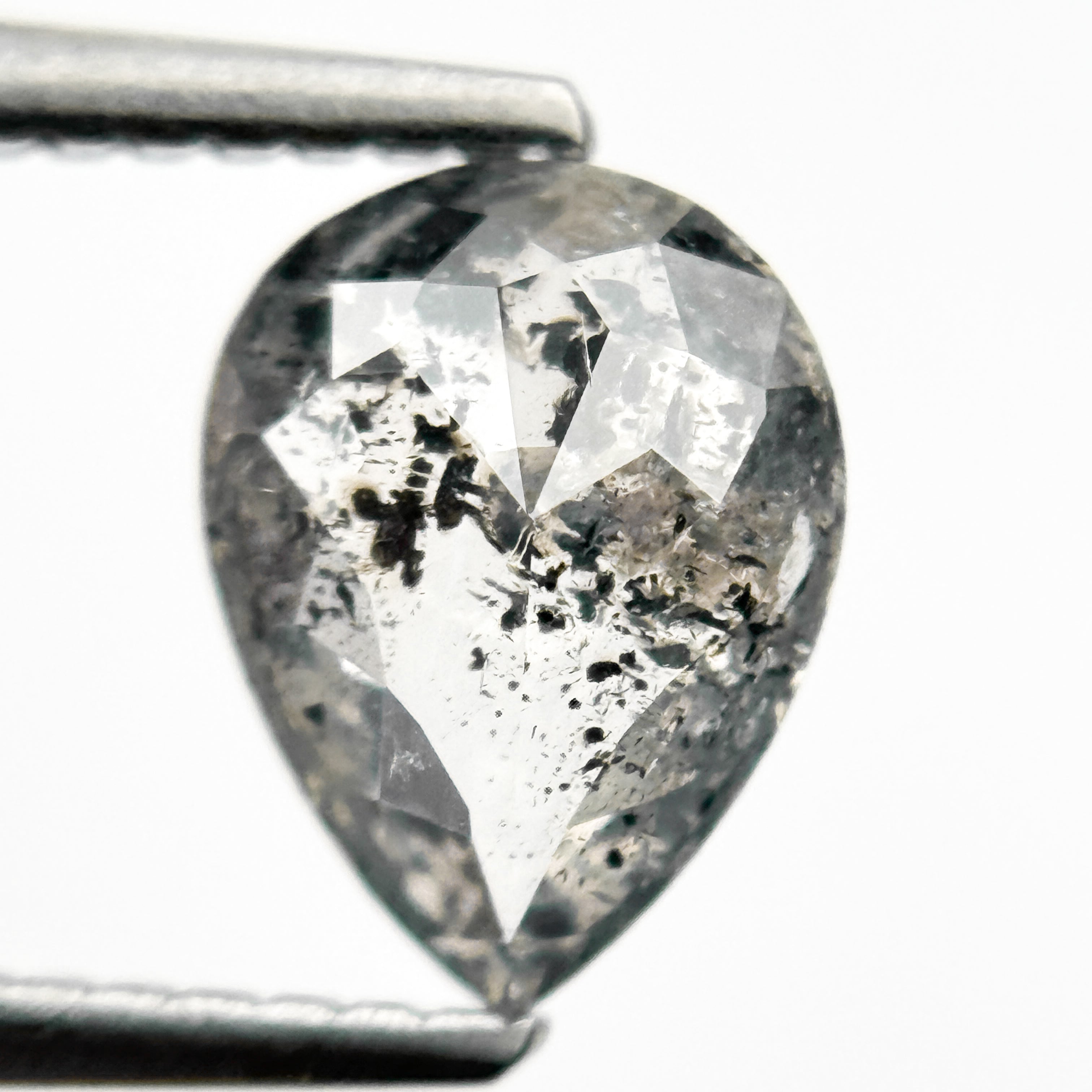 1.18 Ct Pear Rose Cut Grey Natural Galaxy Diamond