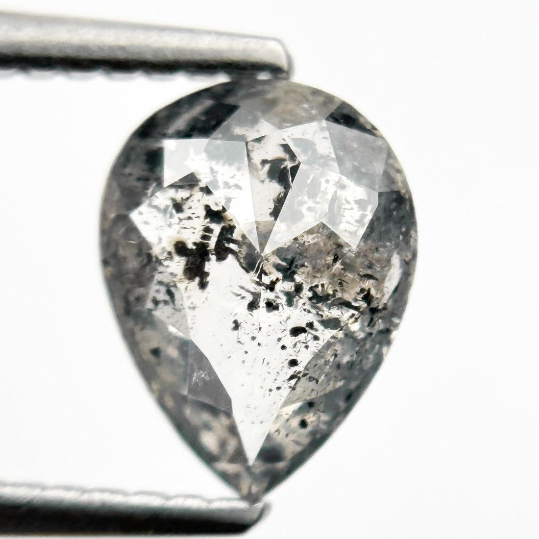 1.18 Ct Pear Rose Cut Grey Natural Galaxy Diamond