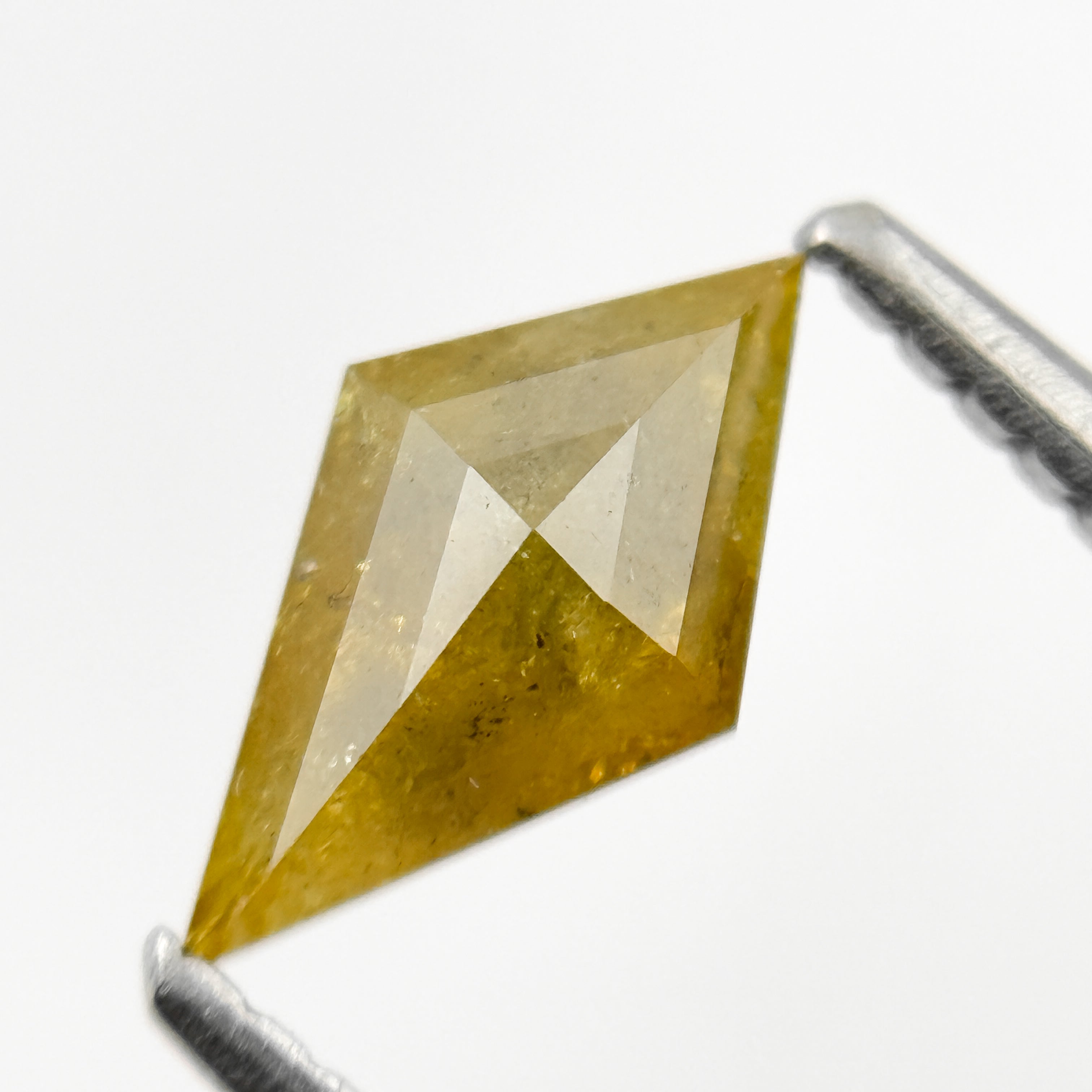 0.68 Ct Kite Rose Cut Greenish Natural Salt and Pepper Diamond