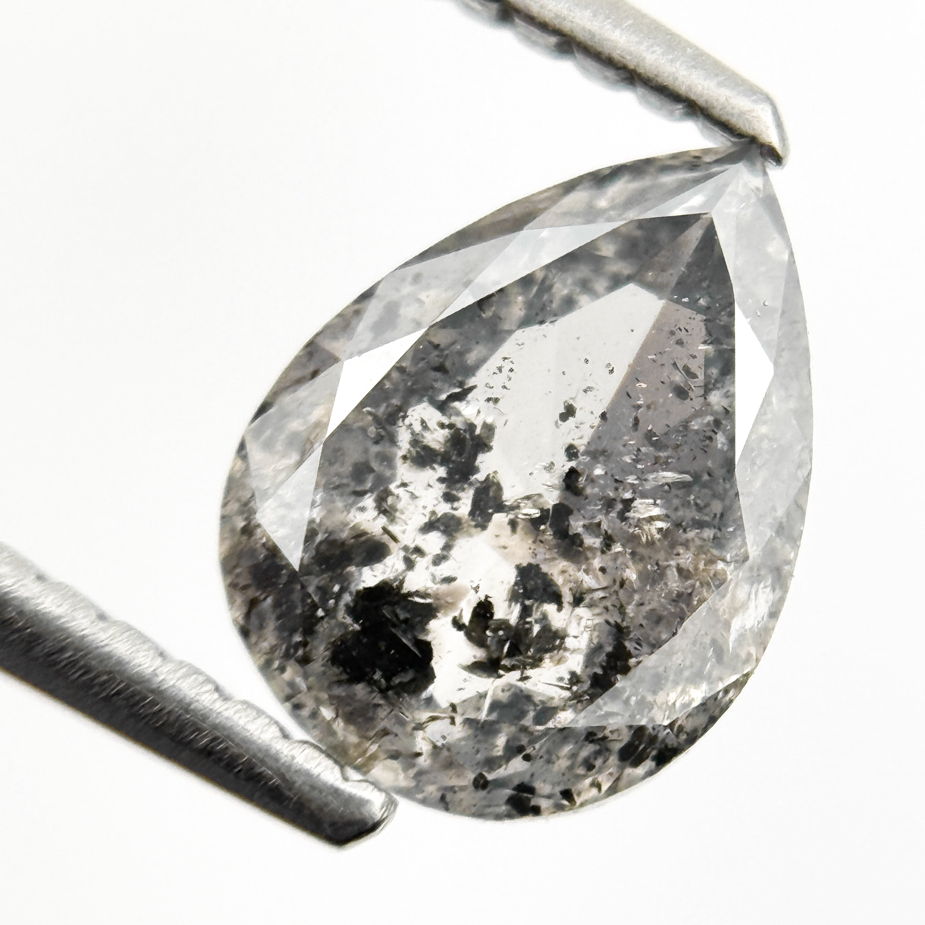 1.18 Ct Pear Rose Cut Grey Natural Galaxy Diamond