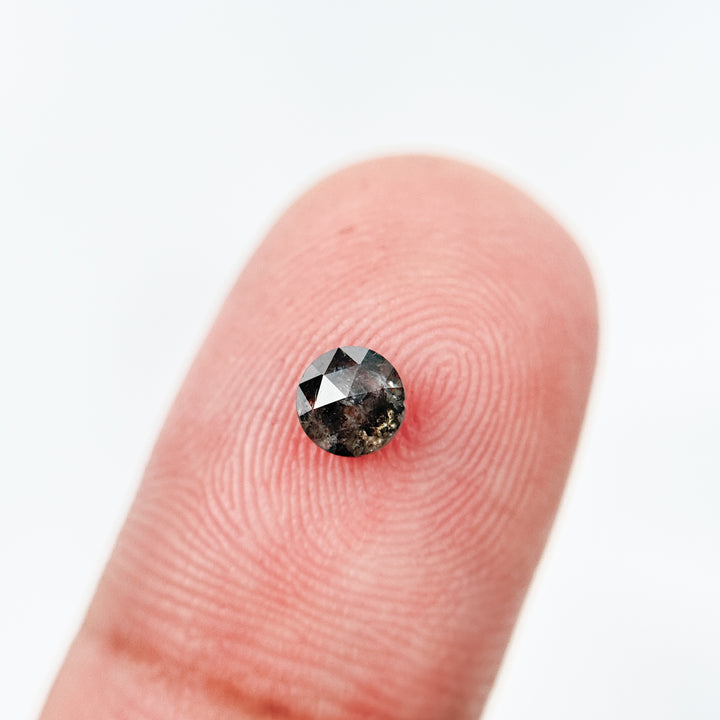 0.47 Ct Round Rose Cut Grey Natural Salt and Pepper Diamond