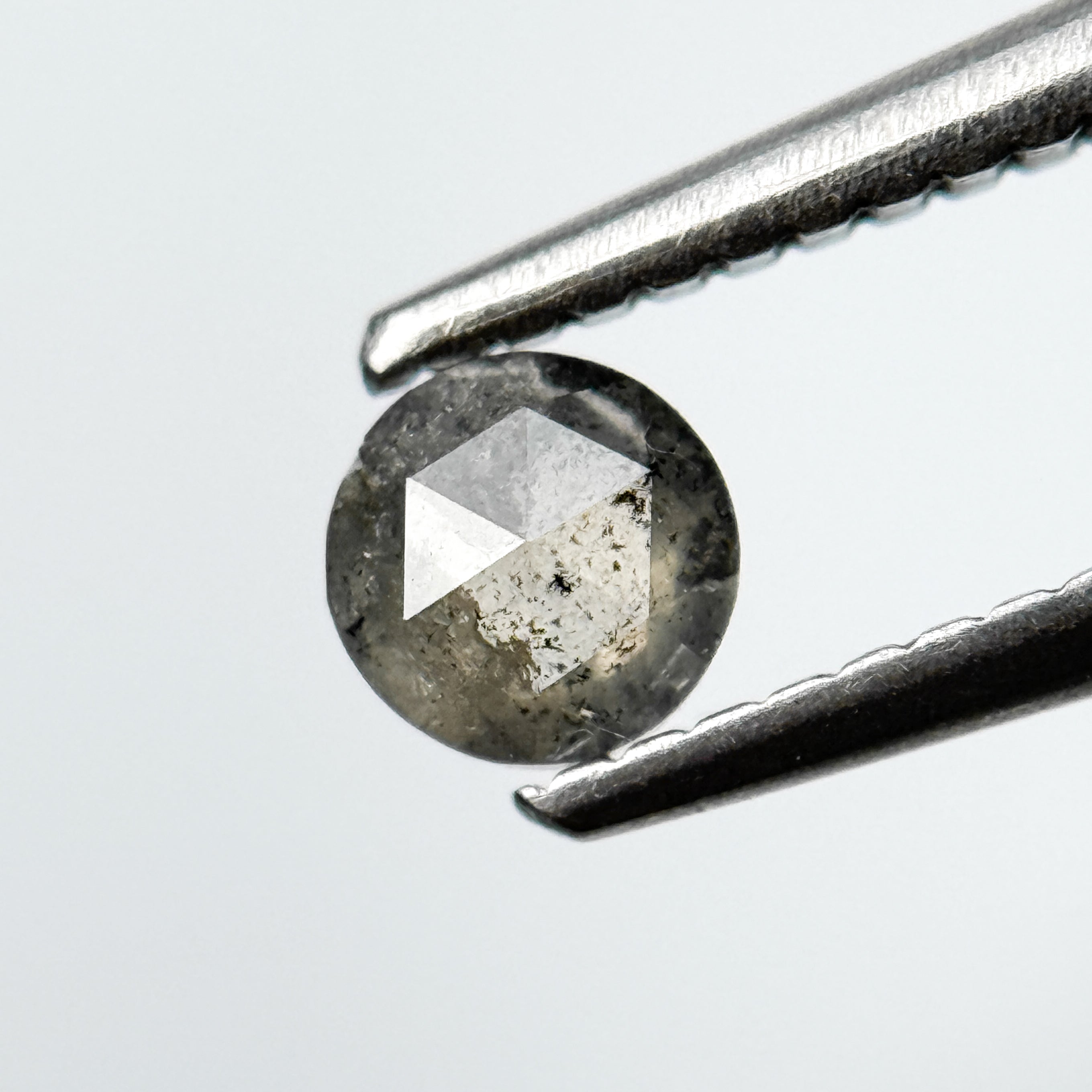 0.30 Ct Round Rose Cut Grey Natural Salt and Pepper Diamond