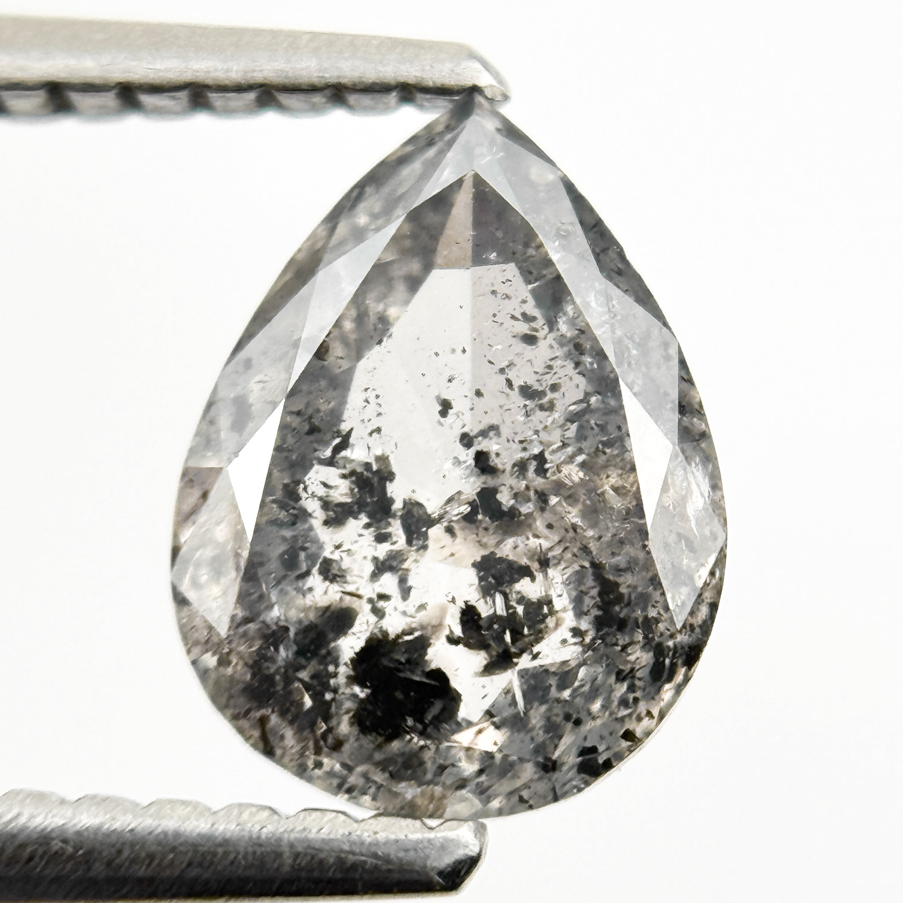 1.18 Ct Pear Rose Cut Grey Natural Galaxy Diamond