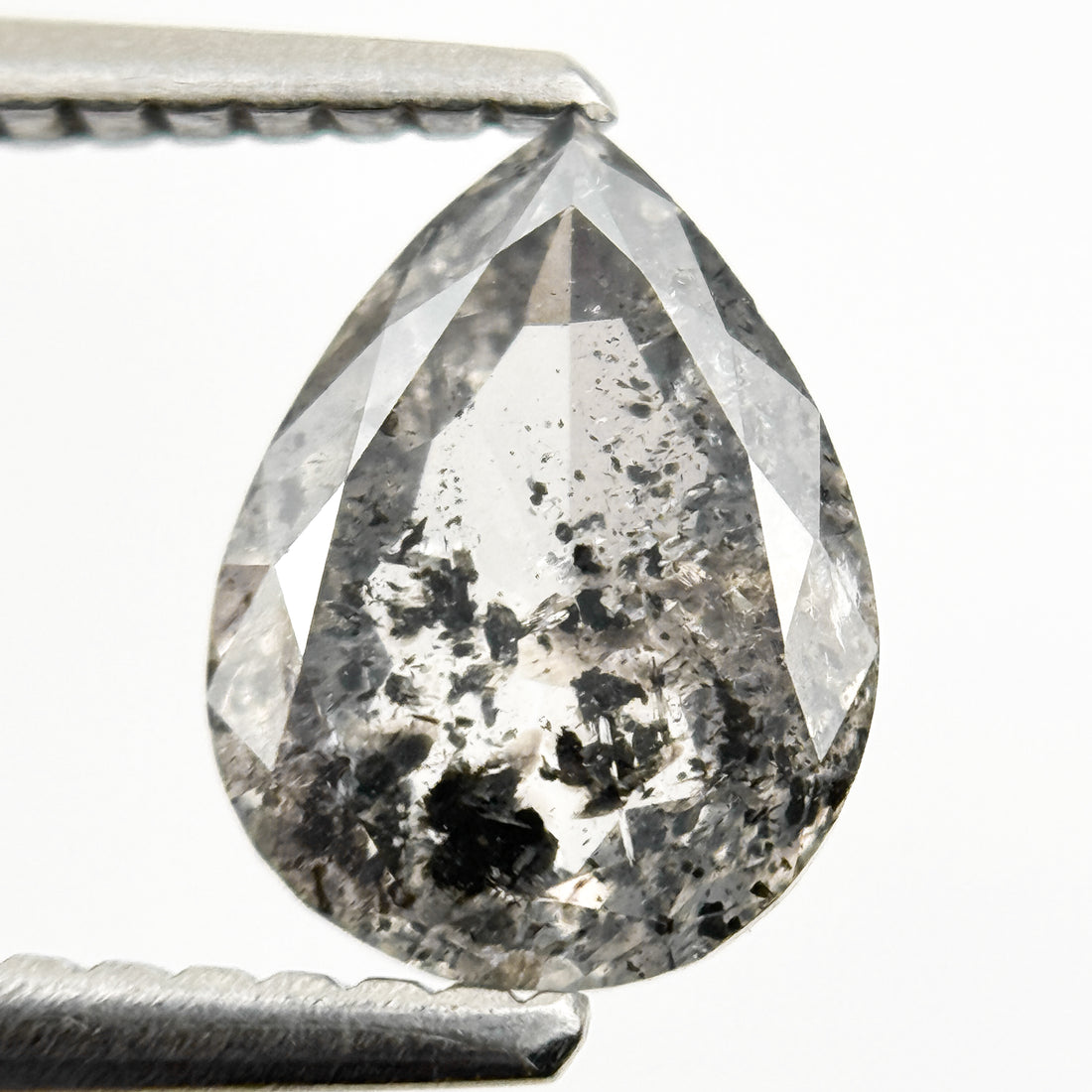 1.18 Ct Pear Rose Cut Grey Natural Galaxy Diamond
