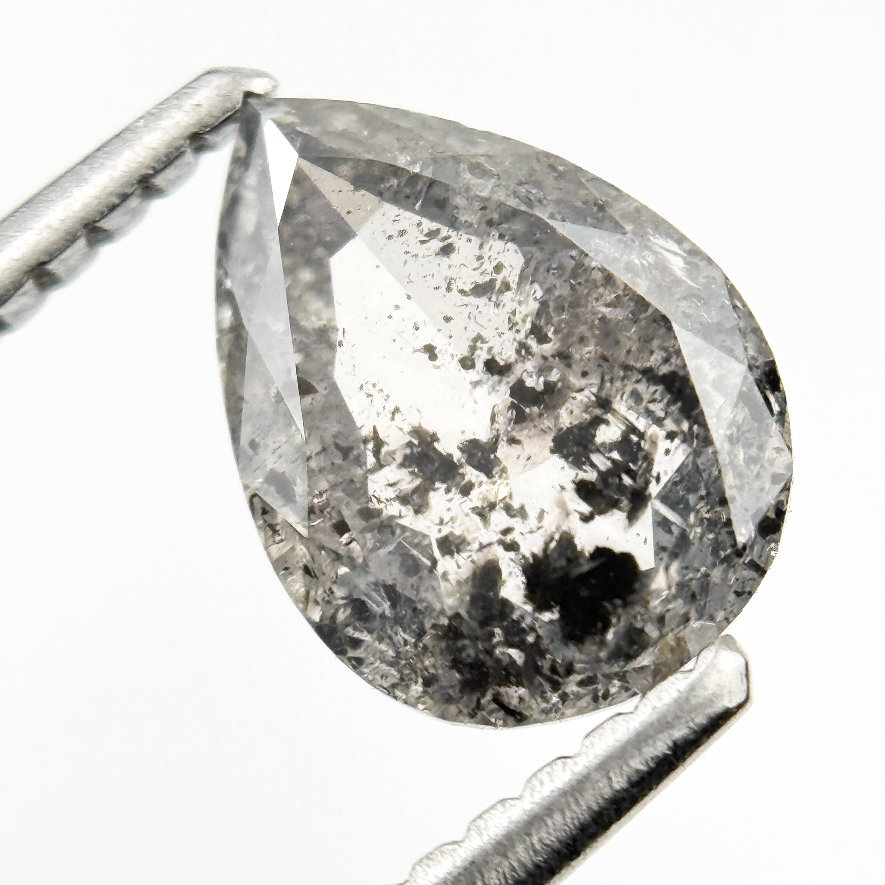 1.18 Ct Pear Rose Cut Grey Natural Galaxy Diamond