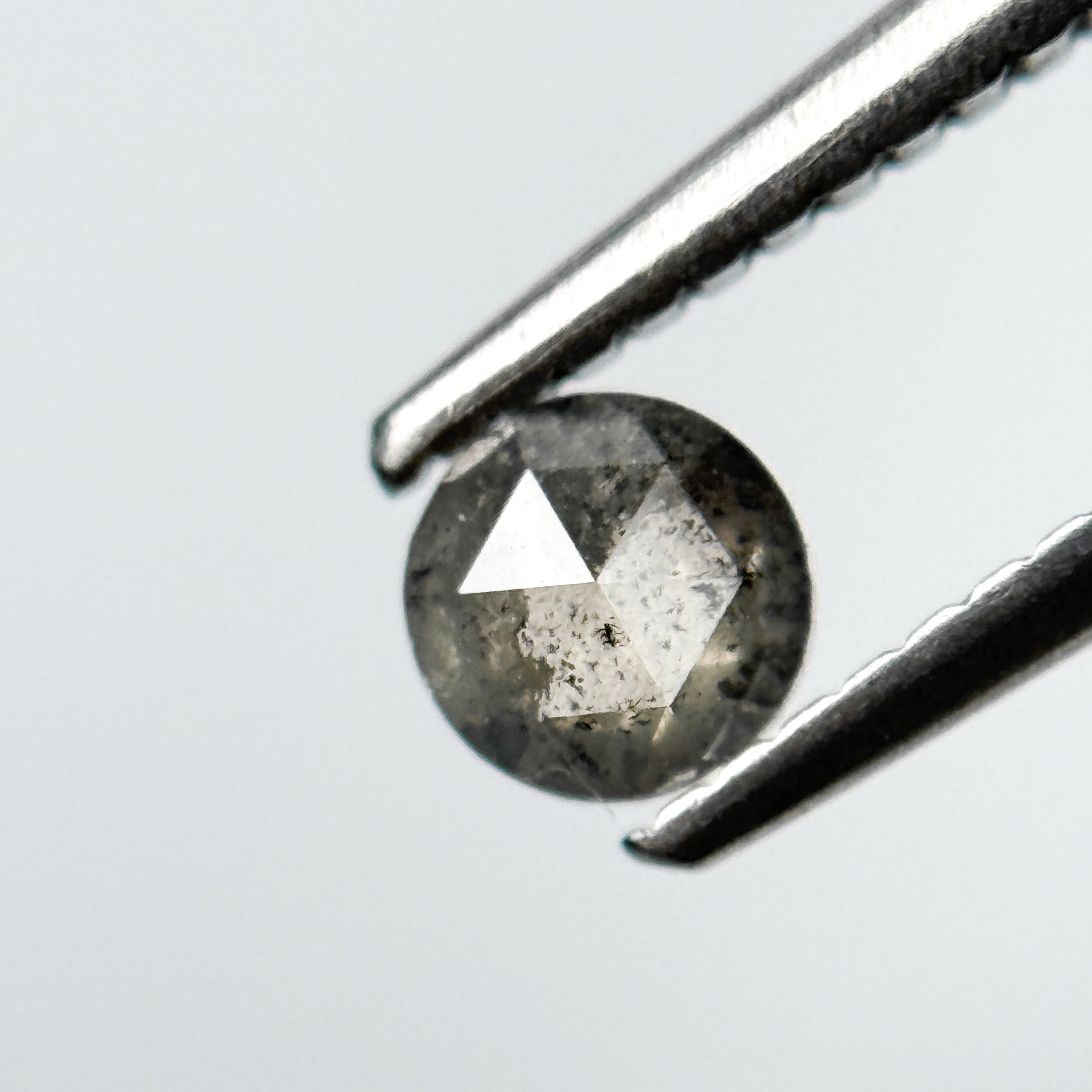 0.30 Ct Round Rose Cut Grey Natural Salt and Pepper Diamond