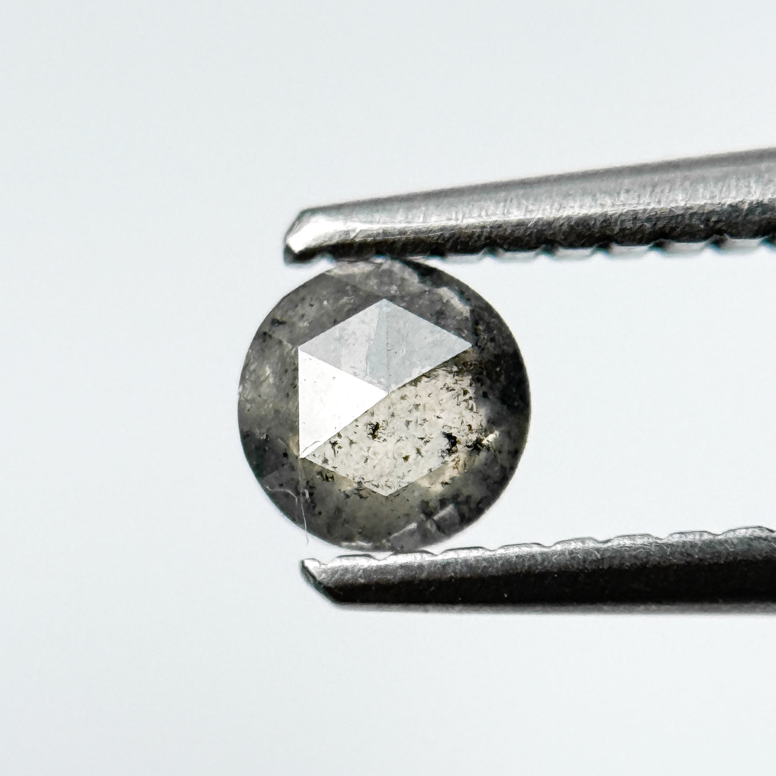 0.30 Ct Round Rose Cut Grey Natural Salt and Pepper Diamond