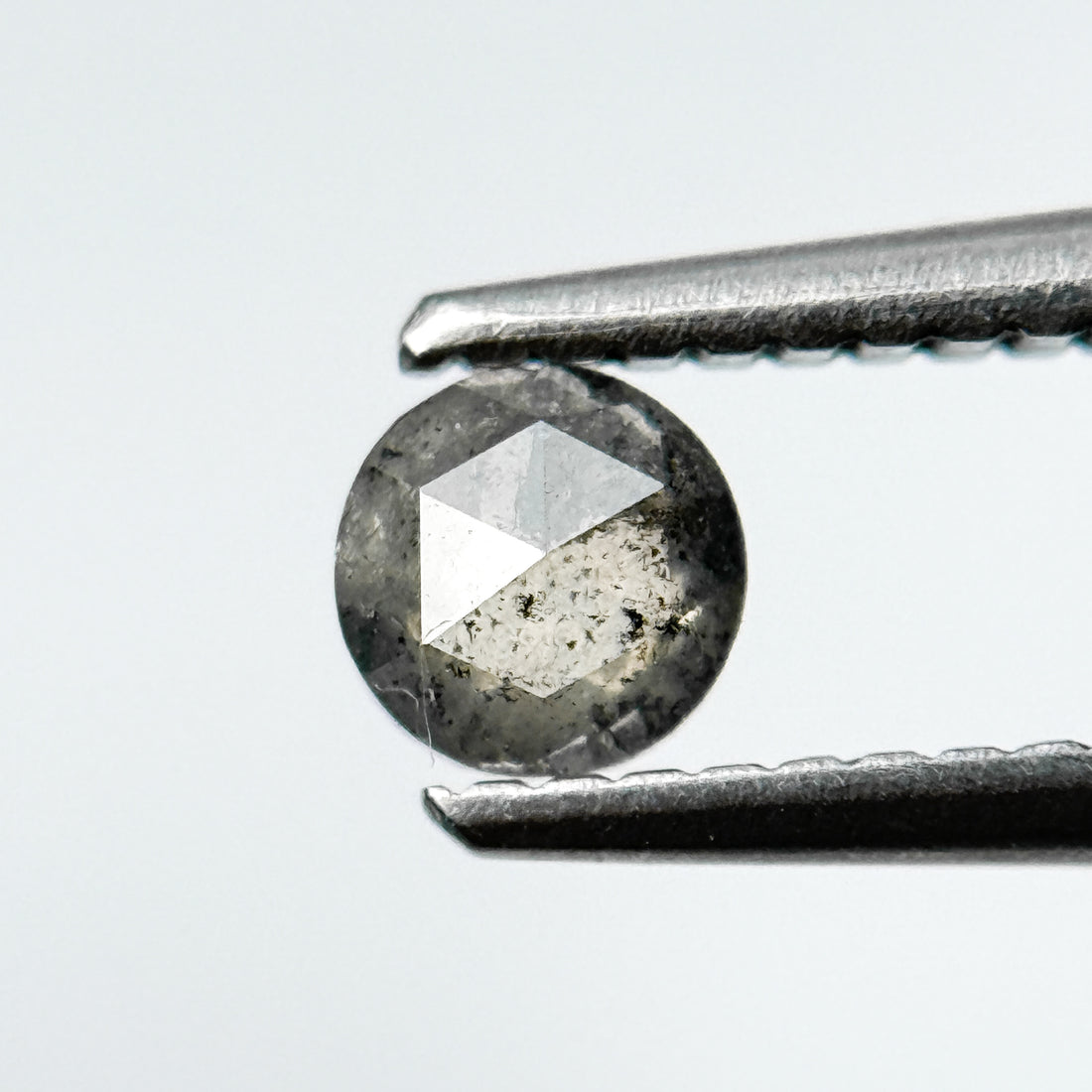 0.30 Ct Round Rose Cut Grey Natural Salt and Pepper Diamond