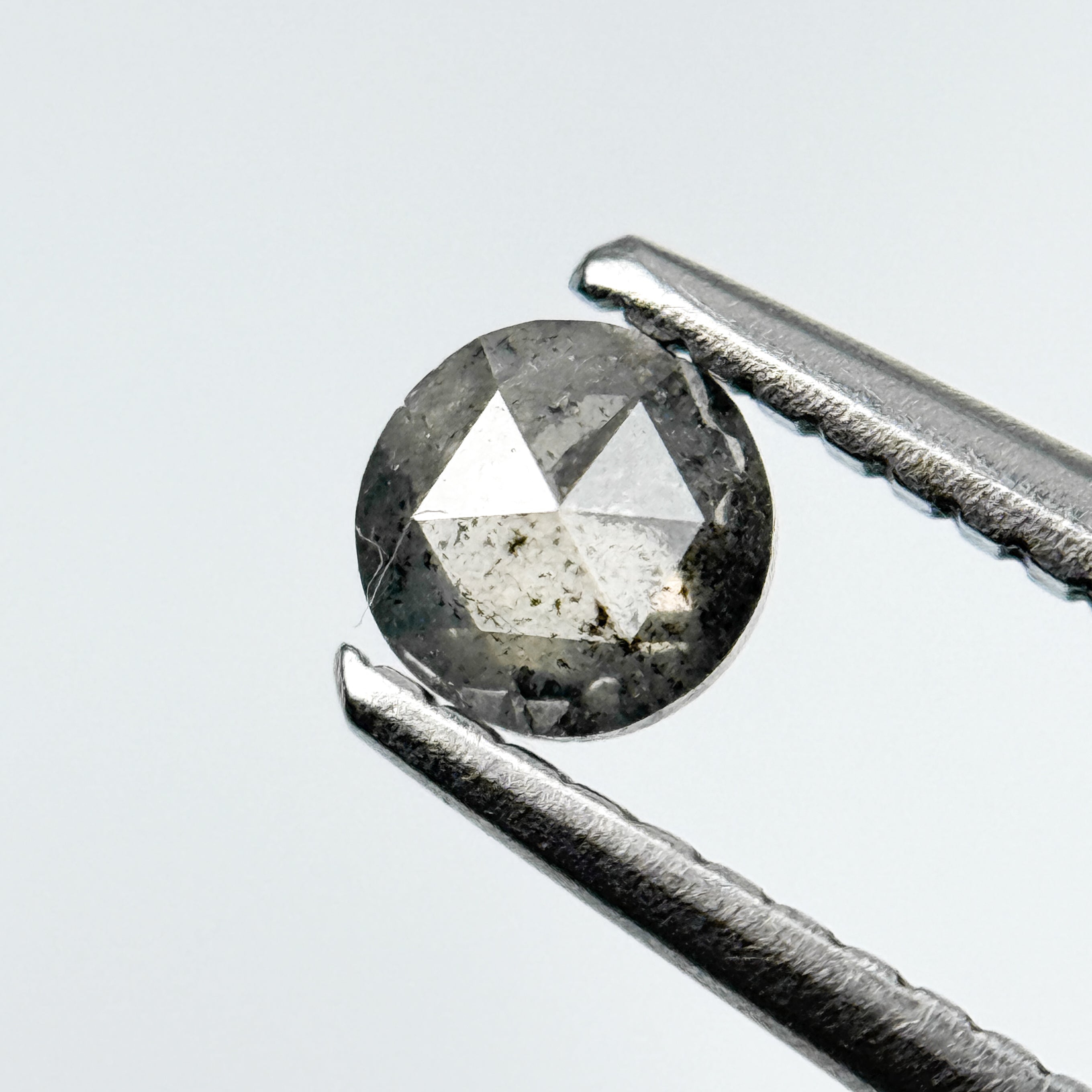 0.30 Ct Round Rose Cut Grey Natural Salt and Pepper Diamond