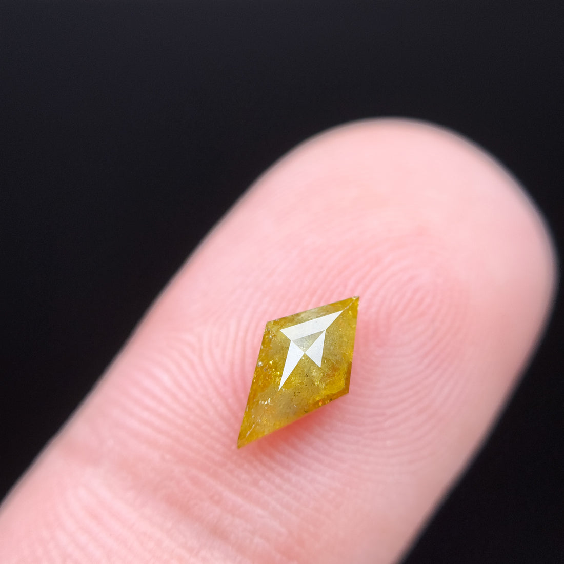 0.68 Ct Kite Rose Cut Greenish Natural Salt and Pepper Diamond