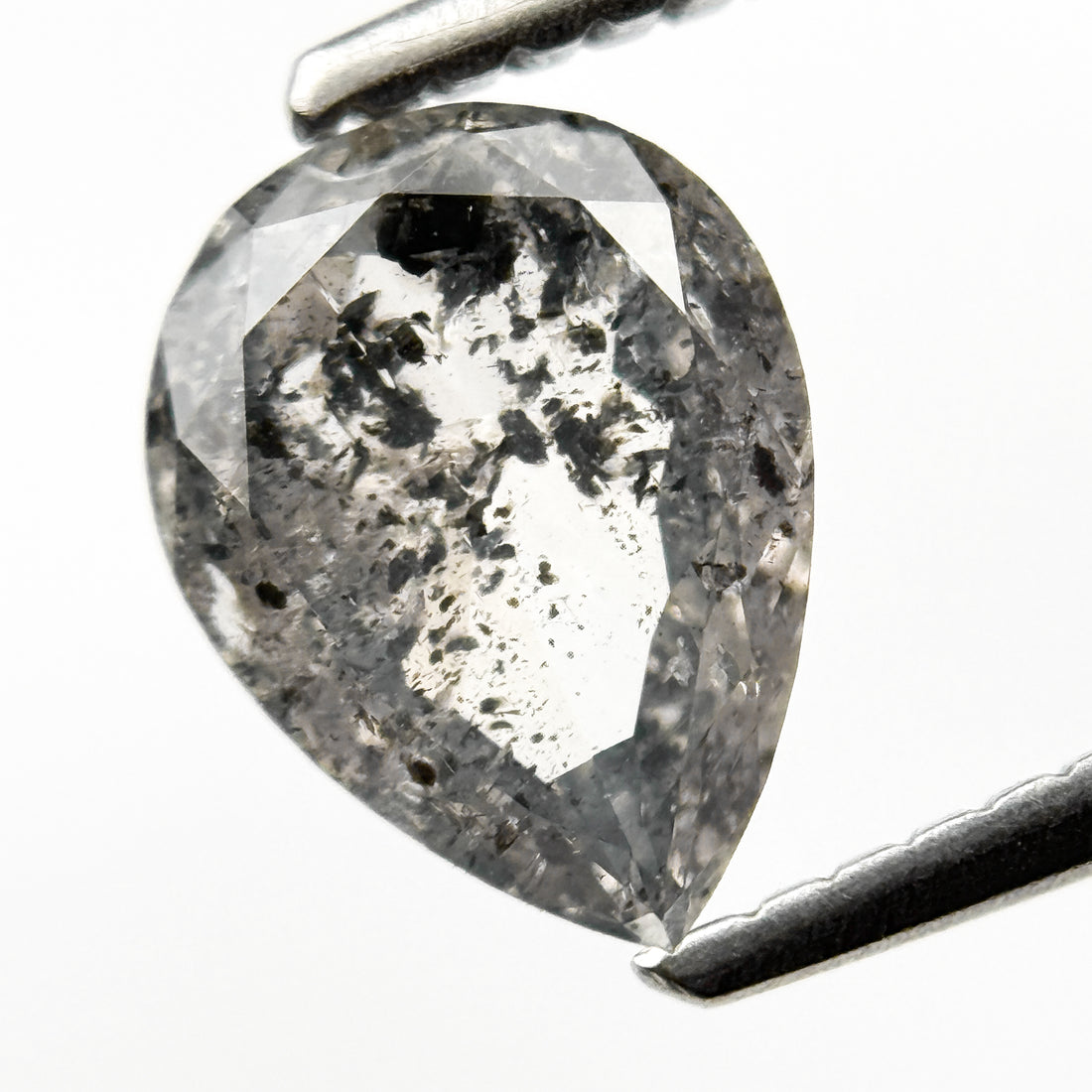1.18 Ct Pear Rose Cut Grey Natural Galaxy Diamond