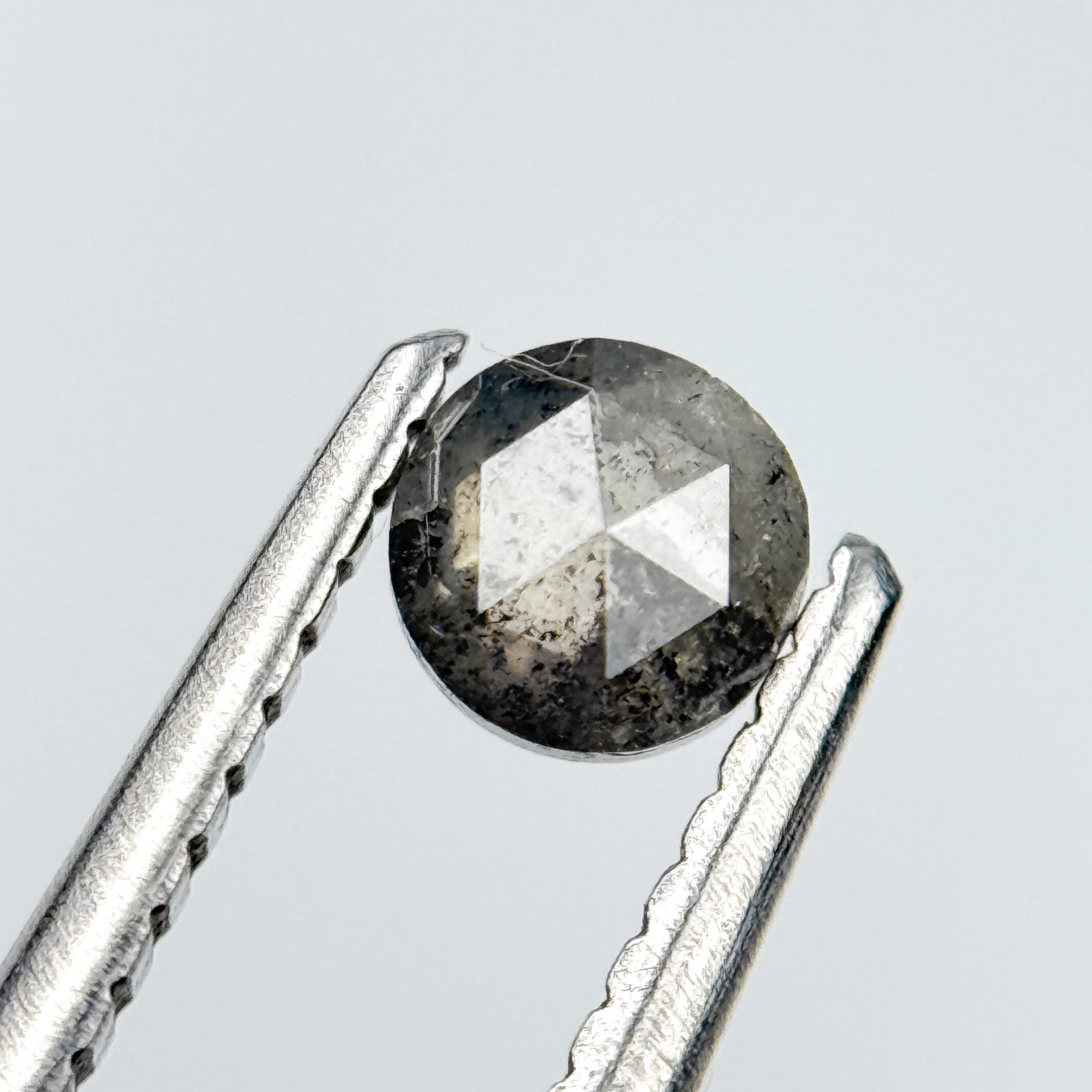 0.30 Ct Round Rose Cut Grey Natural Salt and Pepper Diamond