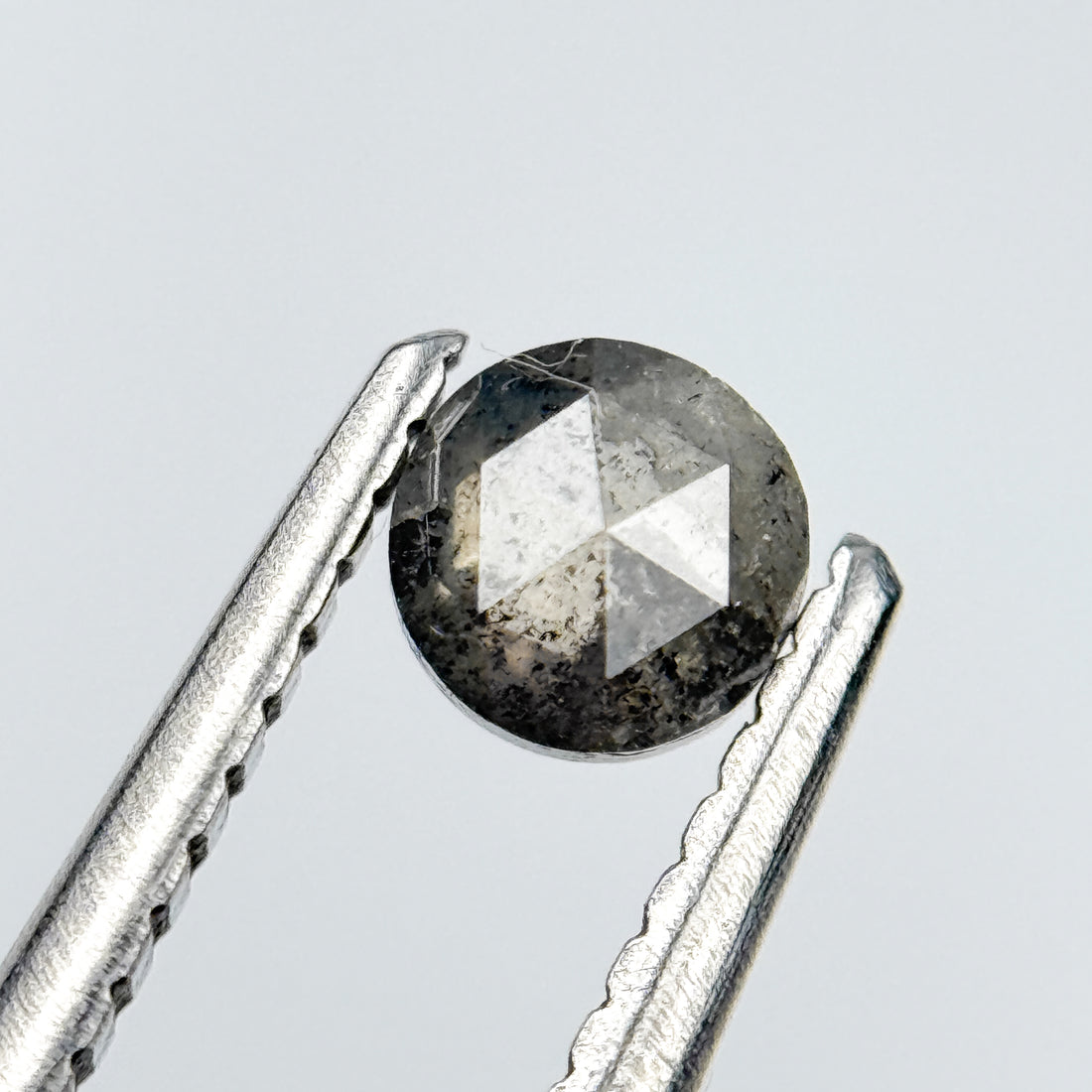 0.30 Ct Round Rose Cut Grey Natural Salt and Pepper Diamond