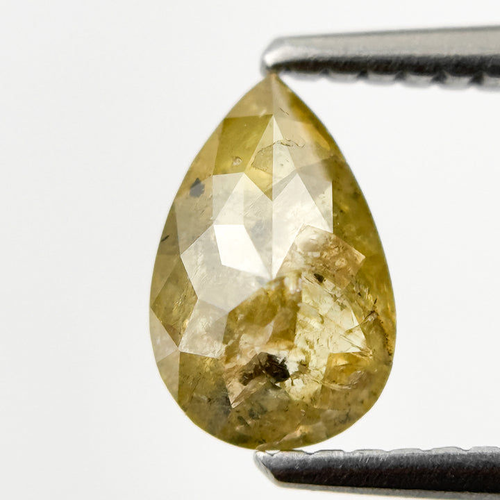 0.90 Ct Pear Rose Cut Yellow Natural Salt and Pepper Diamond