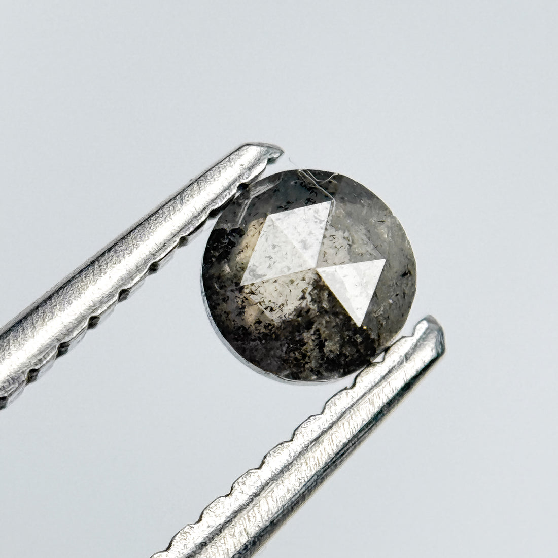 0.30 Ct Round Rose Cut Grey Natural Salt and Pepper Diamond