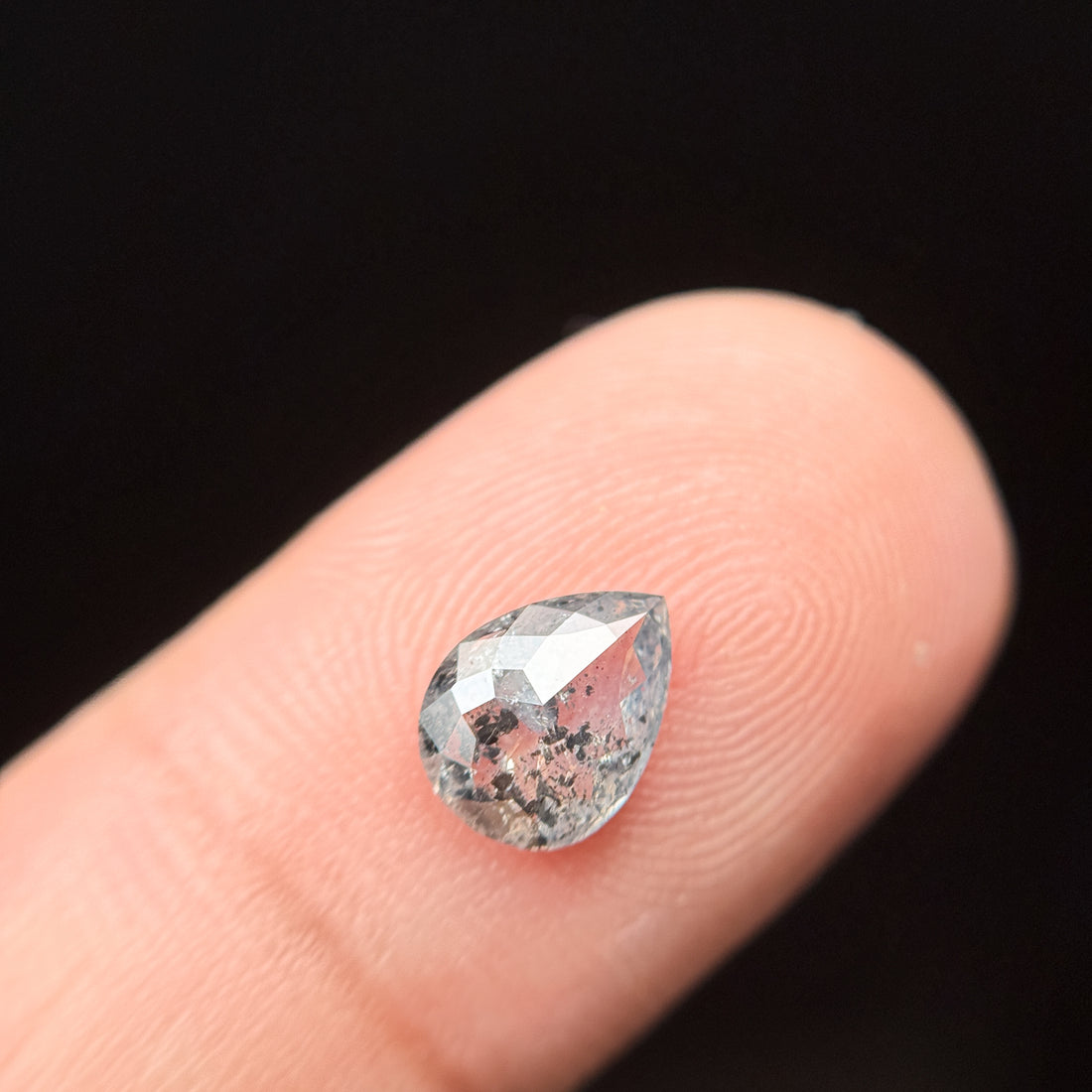 1.18 Ct Pear Rose Cut Grey Natural Galaxy Diamond