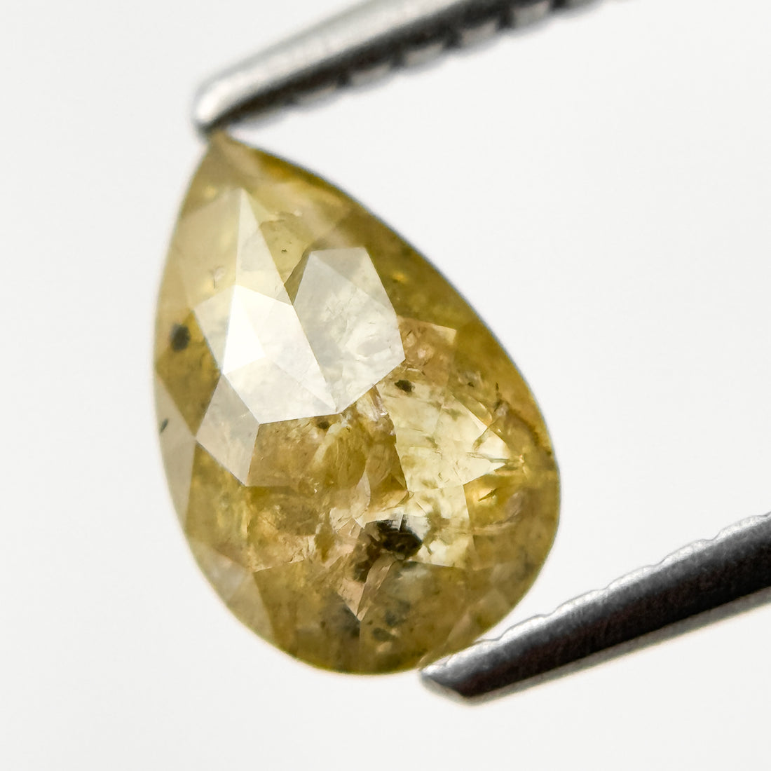0.90 Ct Pear Rose Cut Yellow Natural Salt and Pepper Diamond