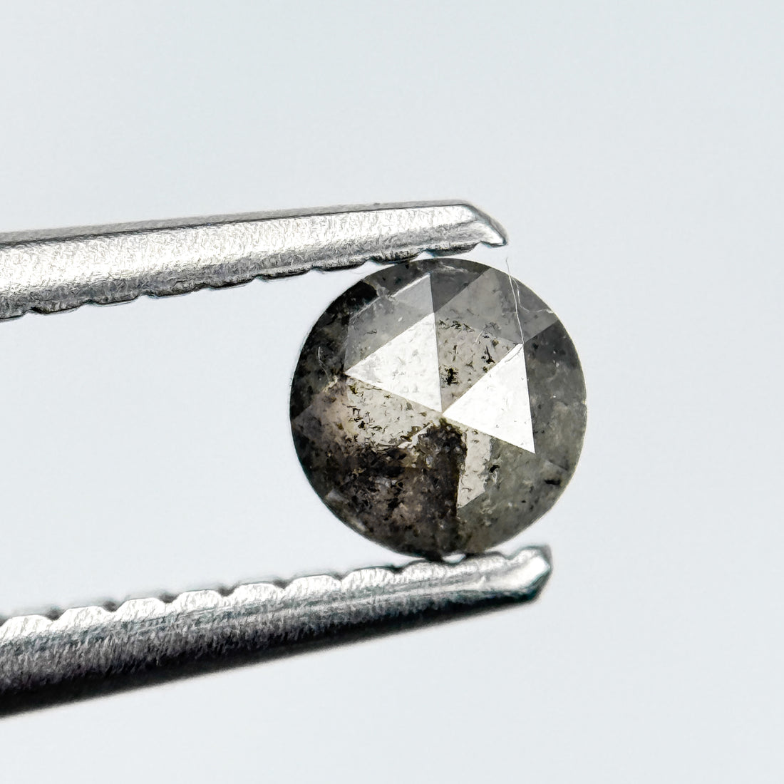 0.30 Ct Round Rose Cut Grey Natural Salt and Pepper Diamond