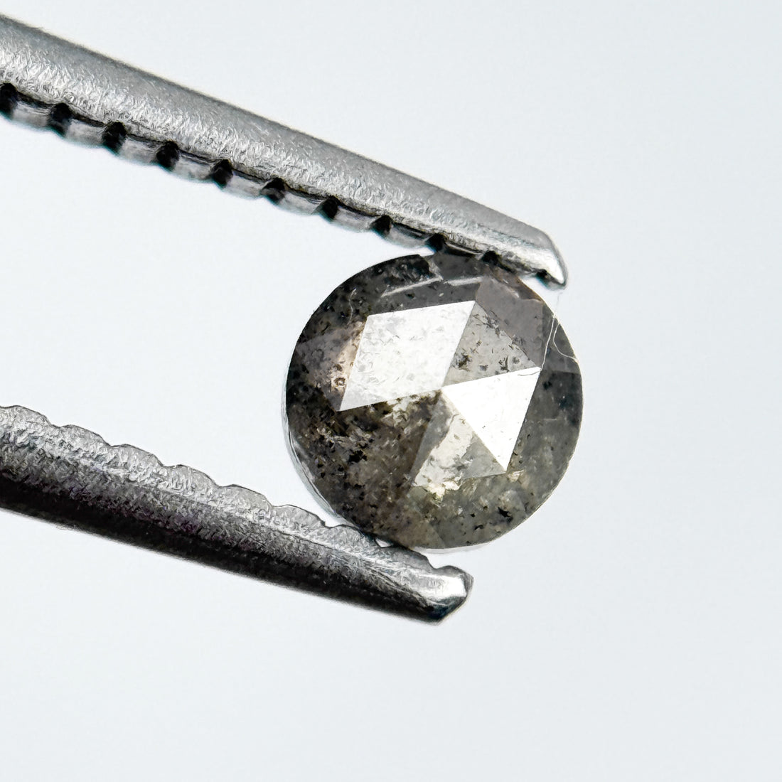 0.30 Ct Round Rose Cut Grey Natural Salt and Pepper Diamond
