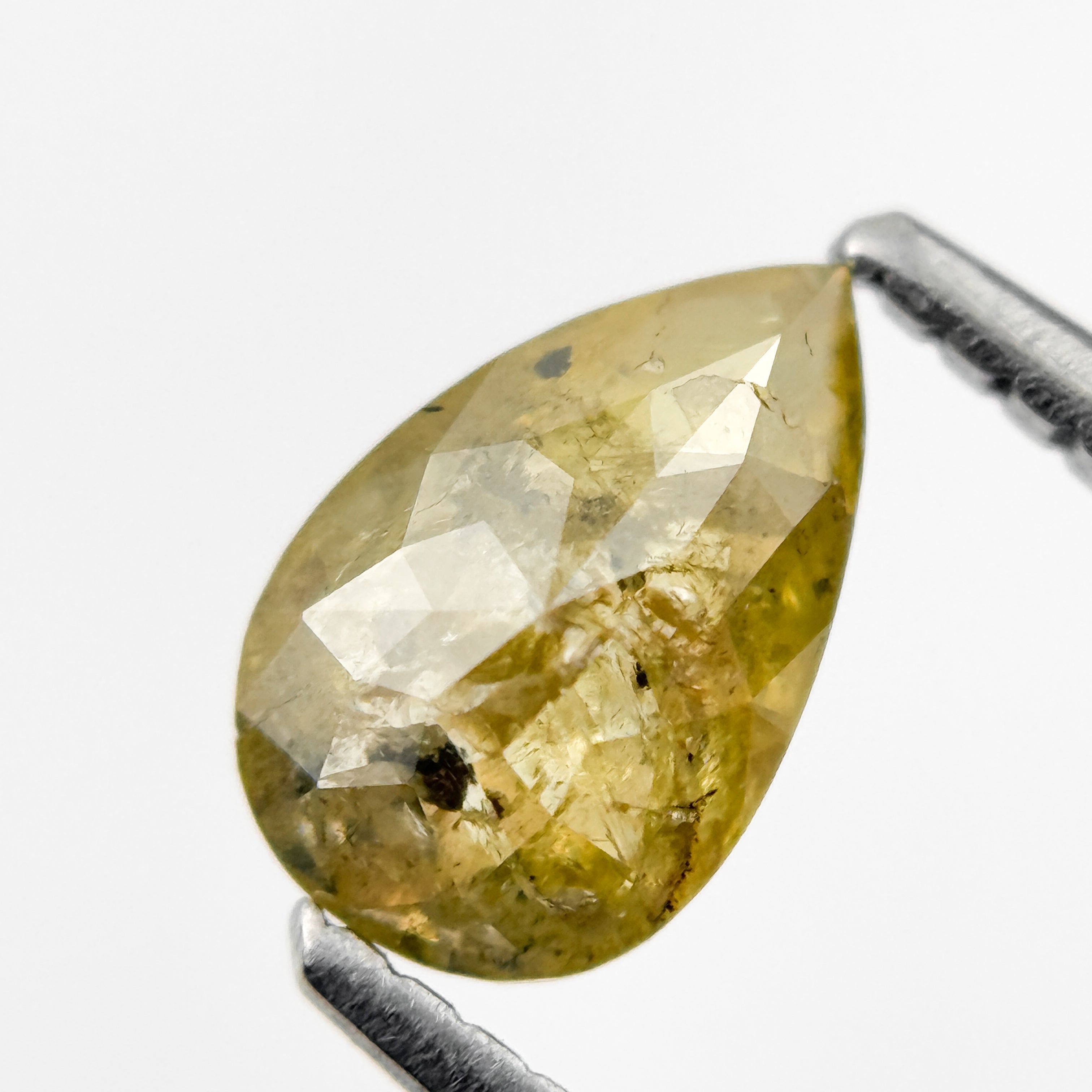 0.90 Ct Pear Rose Cut Yellow Natural Salt and Pepper Diamond