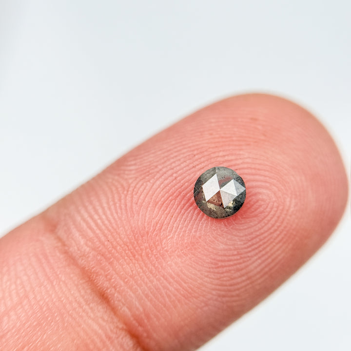 0.30 Ct Round Rose Cut Grey Natural Salt and Pepper Diamond