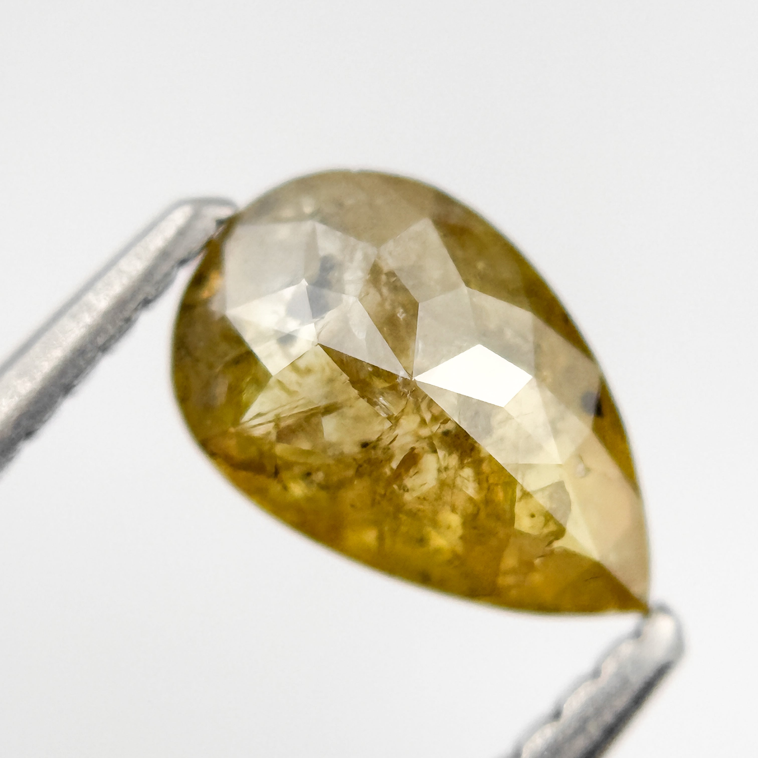 0.90 Ct Pear Rose Cut Yellow Natural Salt and Pepper Diamond