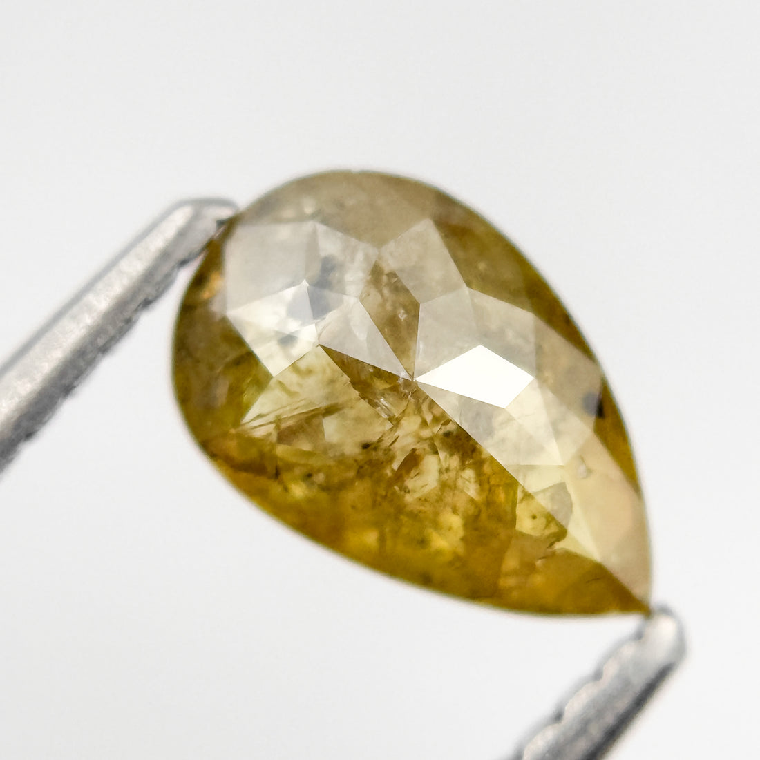 0.90 Ct Pear Rose Cut Yellow Natural Salt and Pepper Diamond