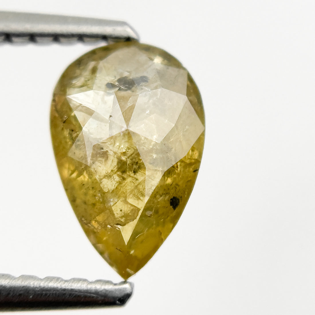 0.90 Ct Pear Rose Cut Yellow Natural Salt and Pepper Diamond