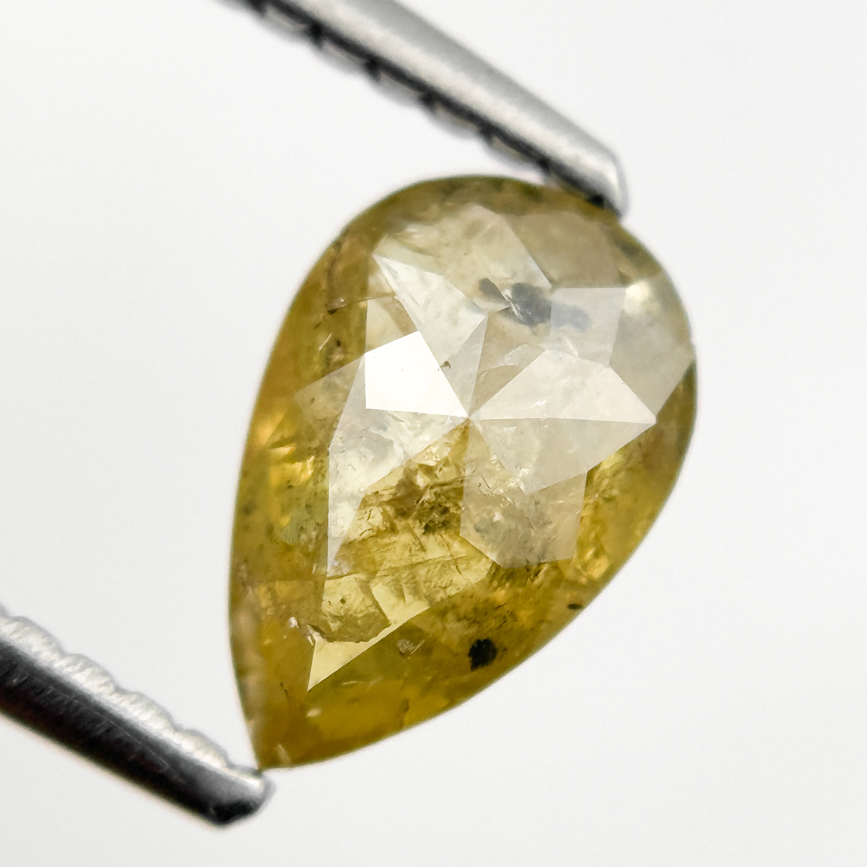 0.90 Ct Pear Rose Cut Yellow Natural Salt and Pepper Diamond