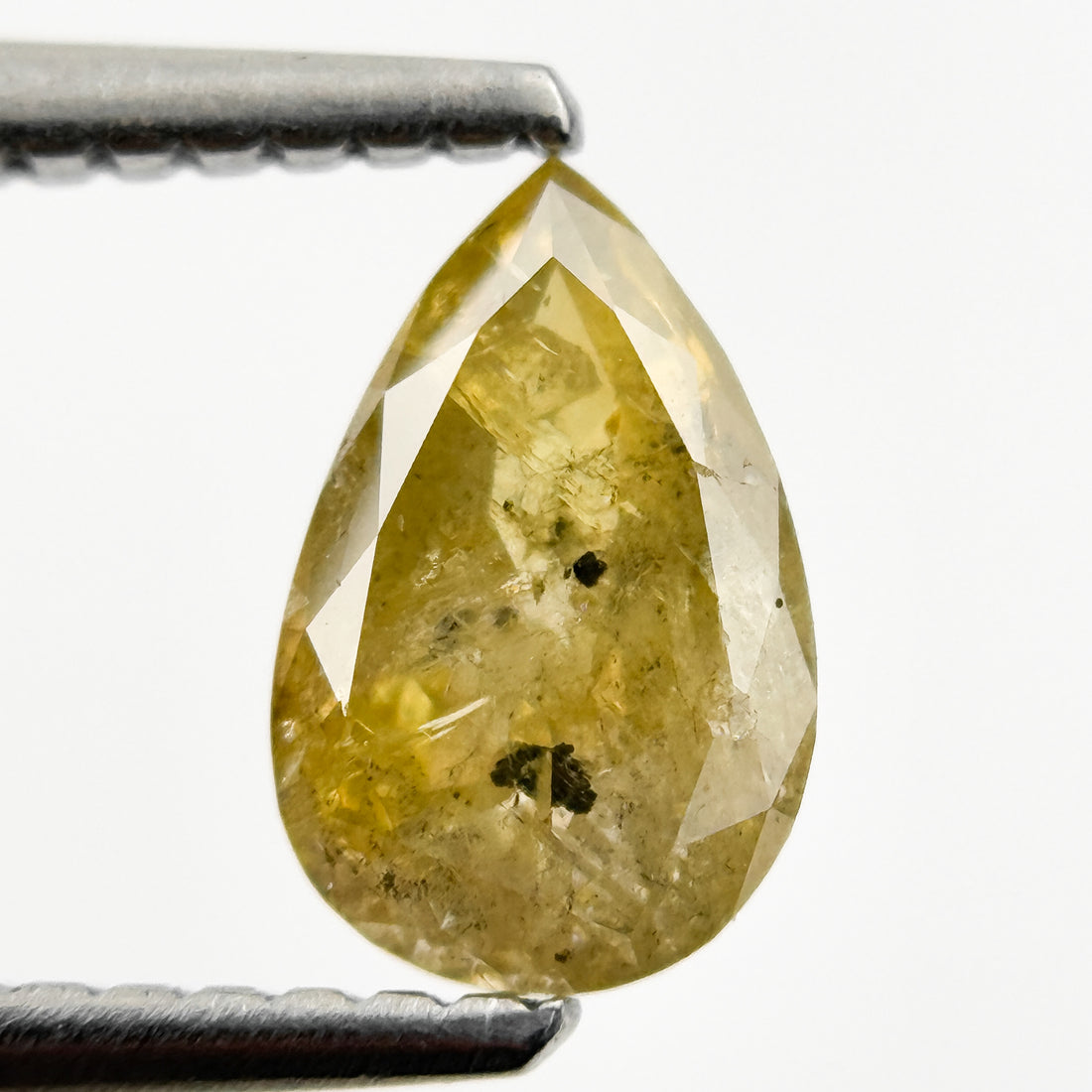 0.90 Ct Pear Rose Cut Yellow Natural Salt and Pepper Diamond