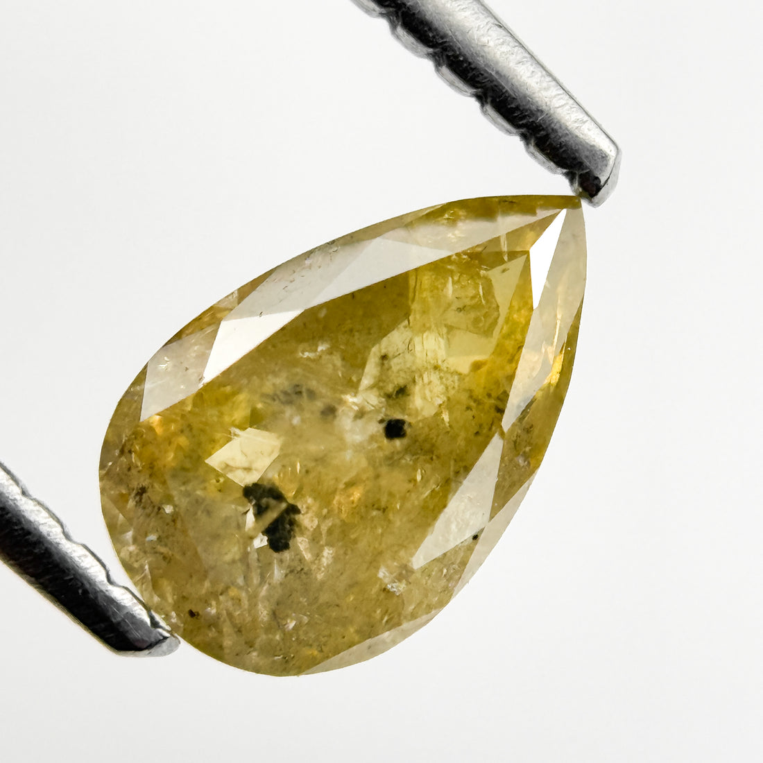 0.90 Ct Pear Rose Cut Yellow Natural Salt and Pepper Diamond