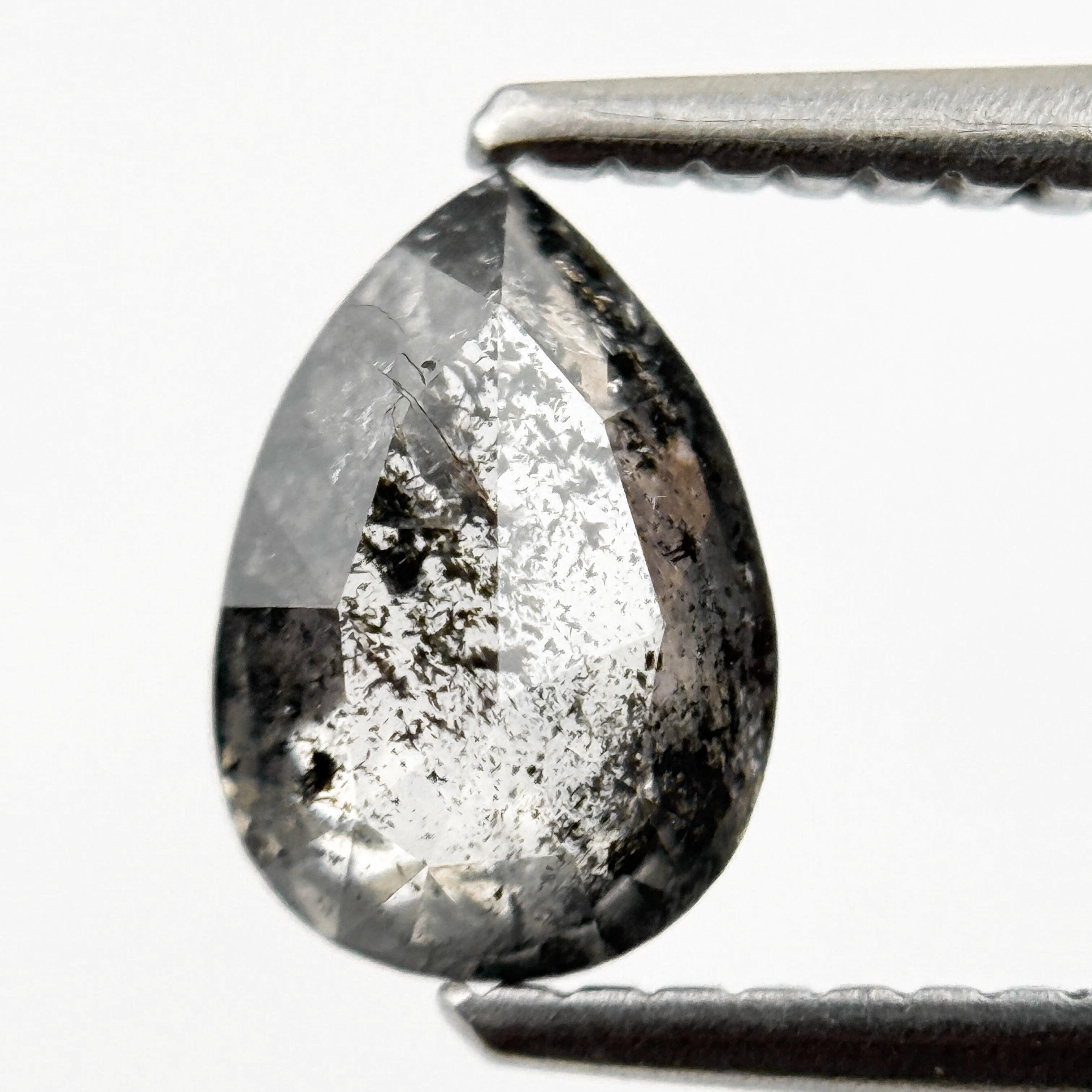0.82 Ct Pear Rose Cut Grey Natural Minimalist Diamond