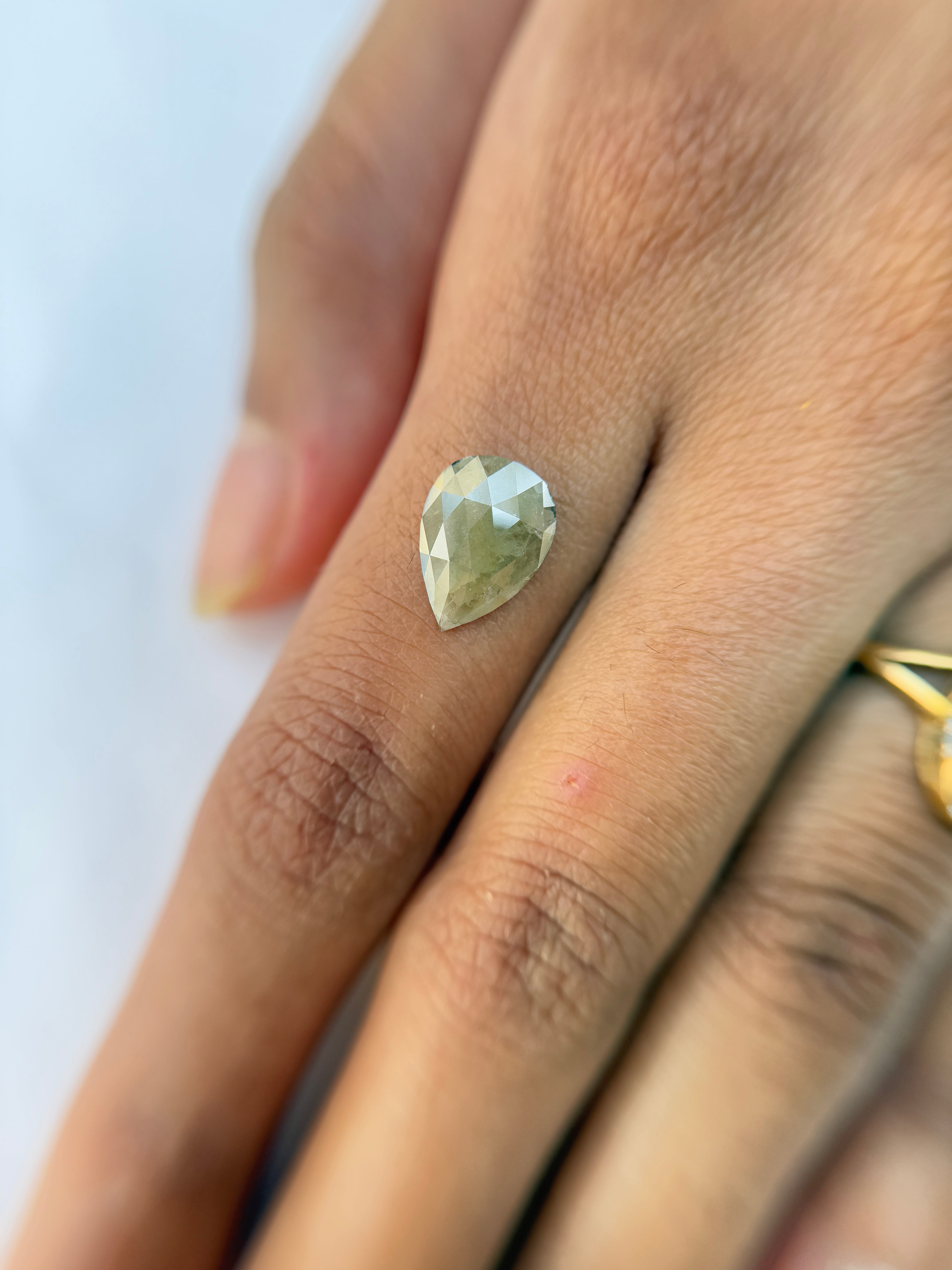 1.61 Ct Pear Rose Cut Grey Natural Salt and Pepper Diamond
