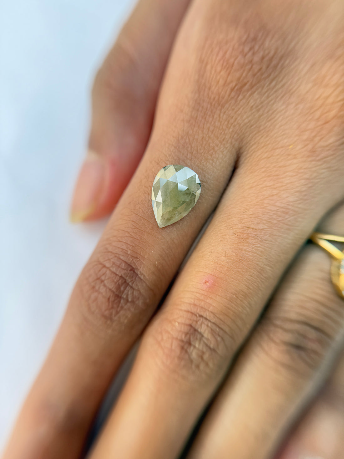 1.61 Ct Pear Rose Cut Grey Natural Salt and Pepper Diamond