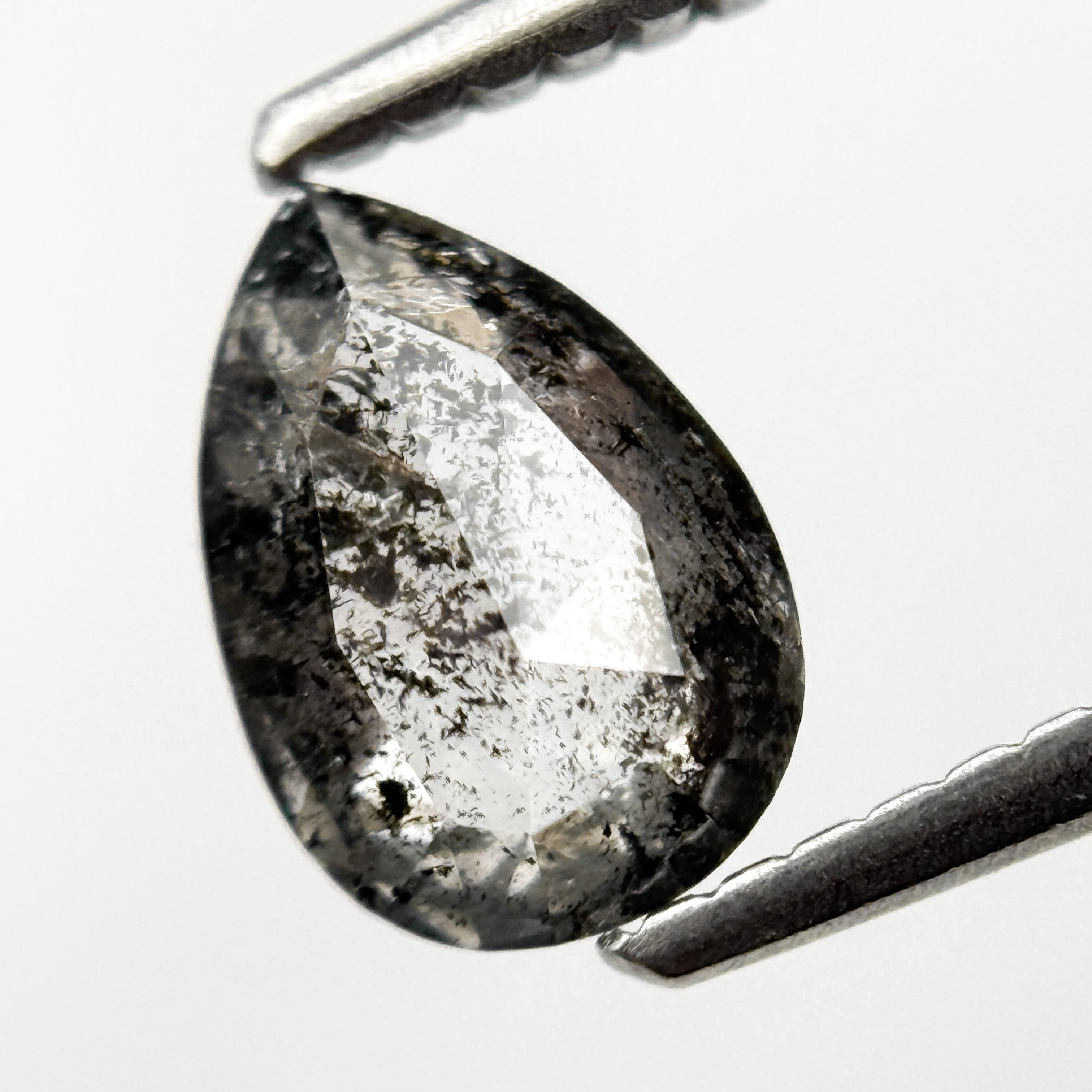 0.82 Ct Pear Rose Cut Grey Natural Minimalist Diamond