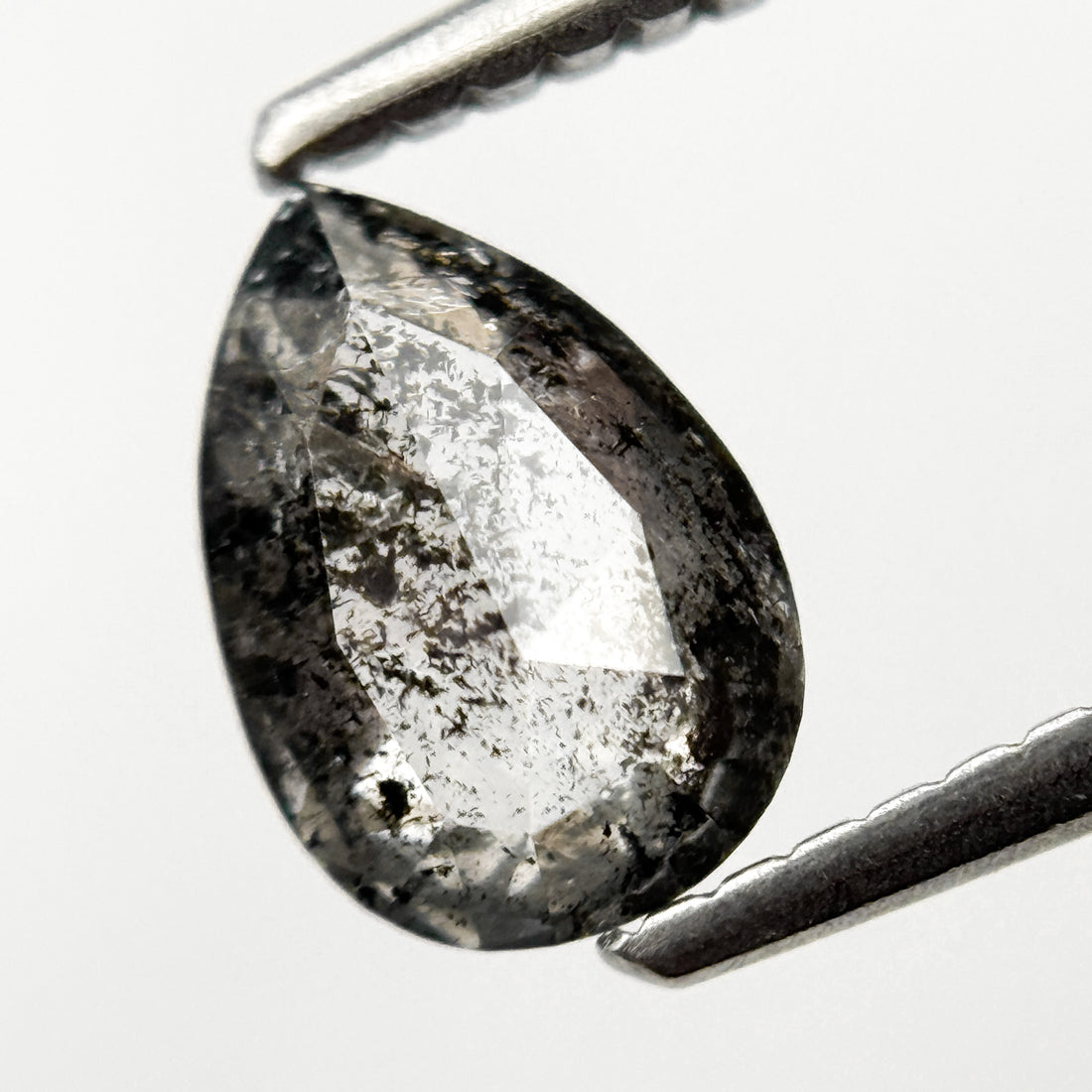 0.82 Ct Pear Rose Cut Grey Natural Minimalist Diamond
